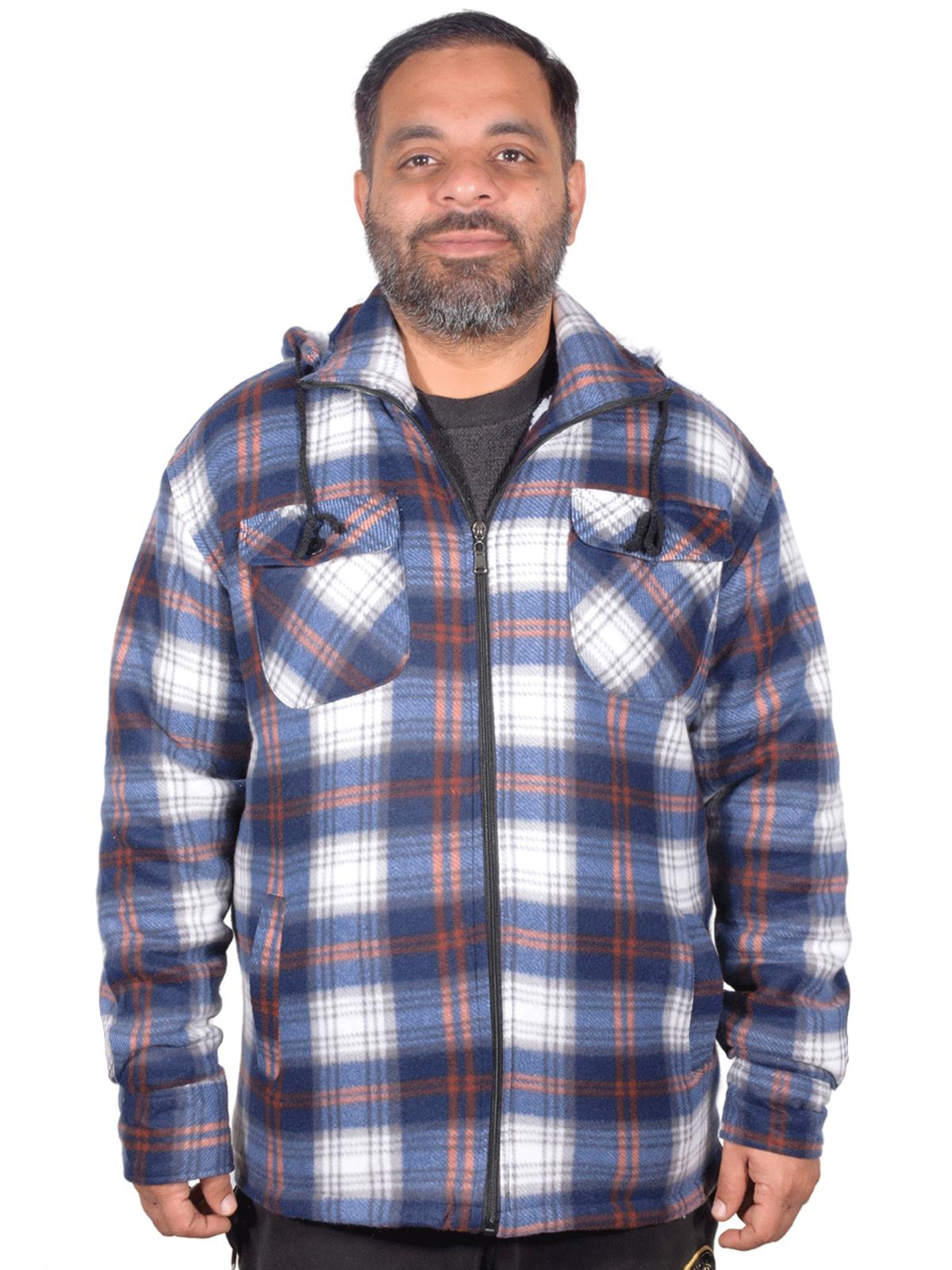 Camisa acolchada para hombre Sherpa forrada de piel leñador chaqueta de trabajo gruesa informal sudadera con capucha - Imagen 16 de 48