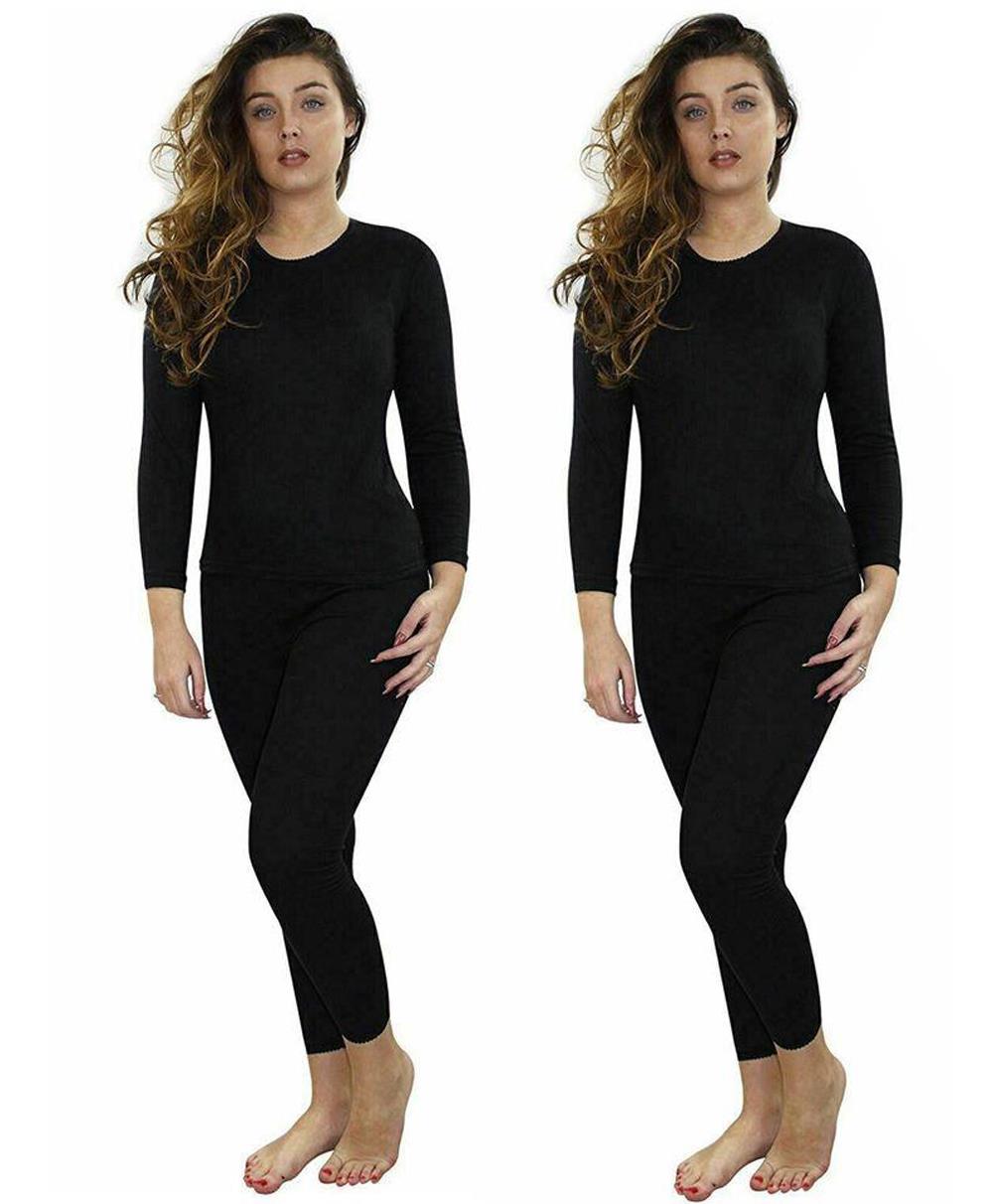 Ladies Thermal Underwear Top Long Sleeve Tshirt Vest Legging Bottom Long Janes - 第 3/28 張圖片