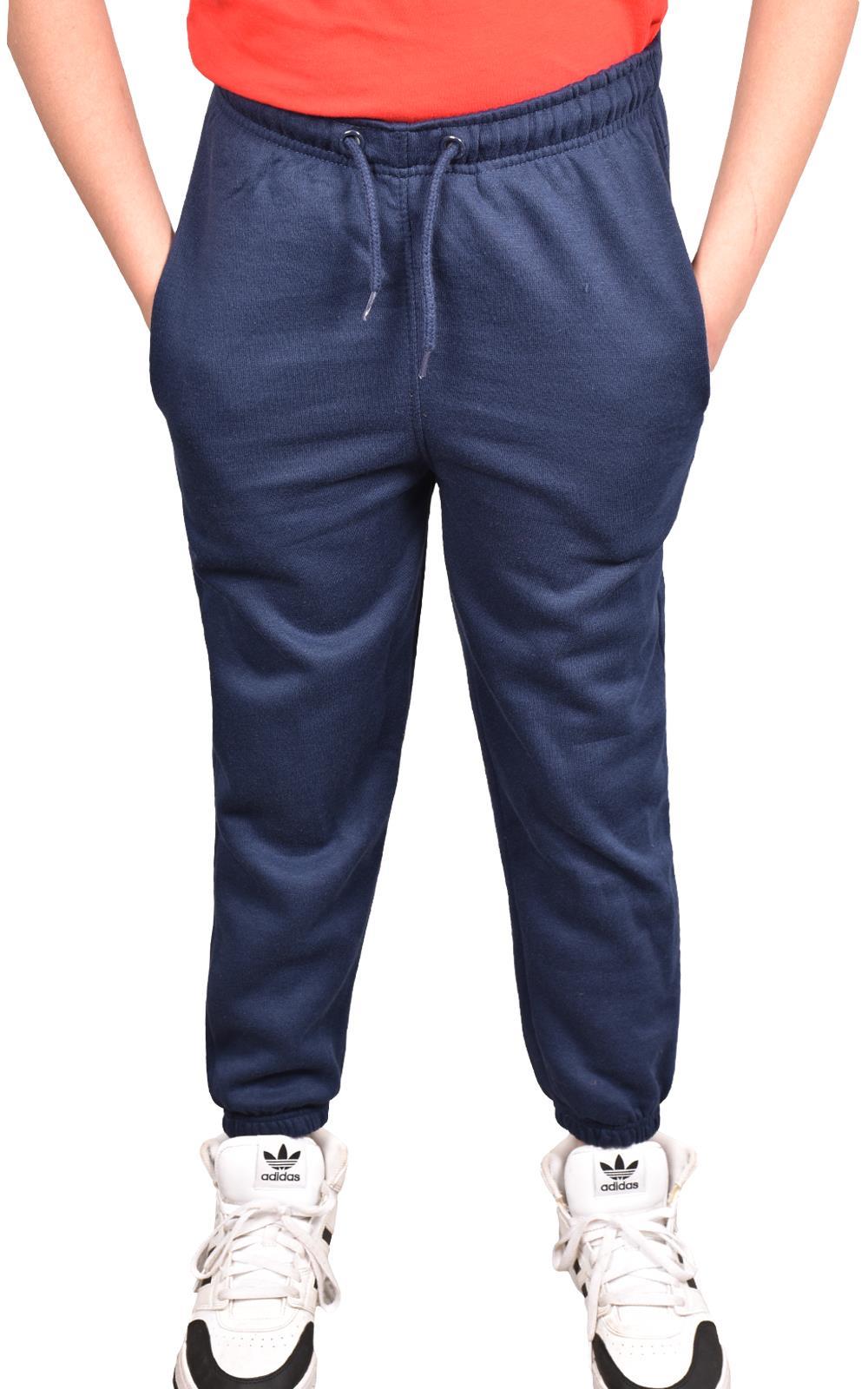 Jogging Bottoms Pack of 2 Kids Boys Girls Warm Fleece PE Plain Tracksuit Joggers - Picture 41 of 62