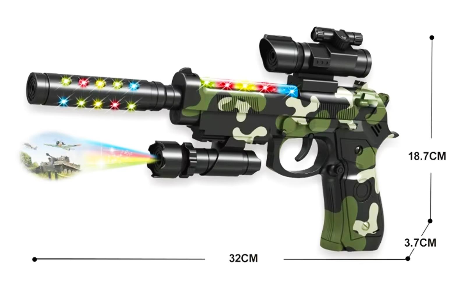 Military-Style Kids Toy Glock Pistol Gun with Projection Light Sound Vibration - Picture 5 of 9