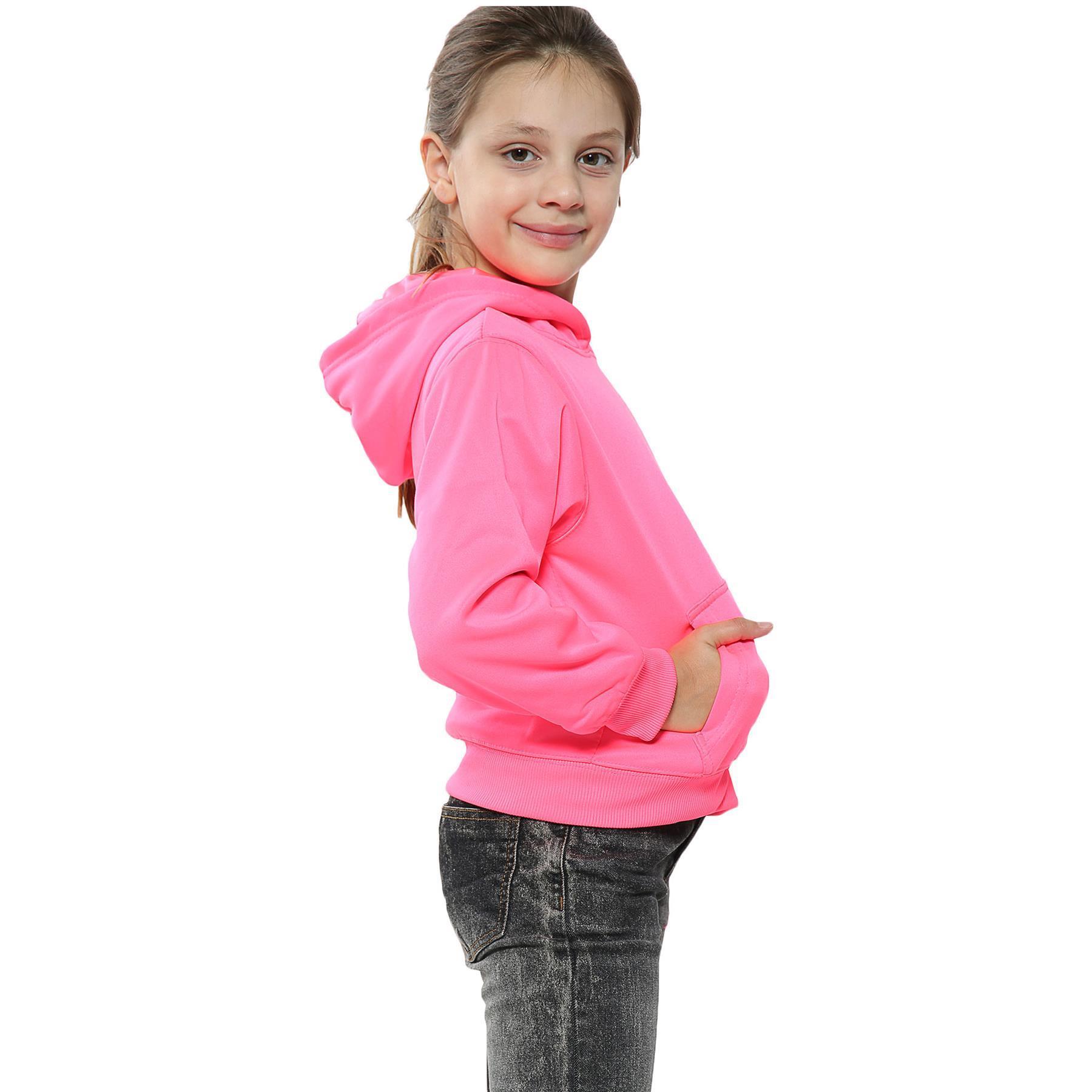 Kids Girls Boys Plain Hooded Jumper Fleece Pullover Hoodie Unisex Sweatshirt - Picture 99 of 128