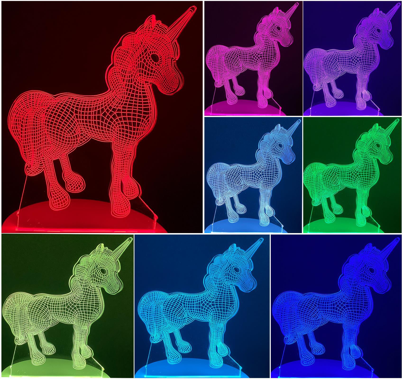 4Pack 3D LED Illusion Table Lamp Kids Gift Night Light Changing Colours Lights - Picture 13 of 21