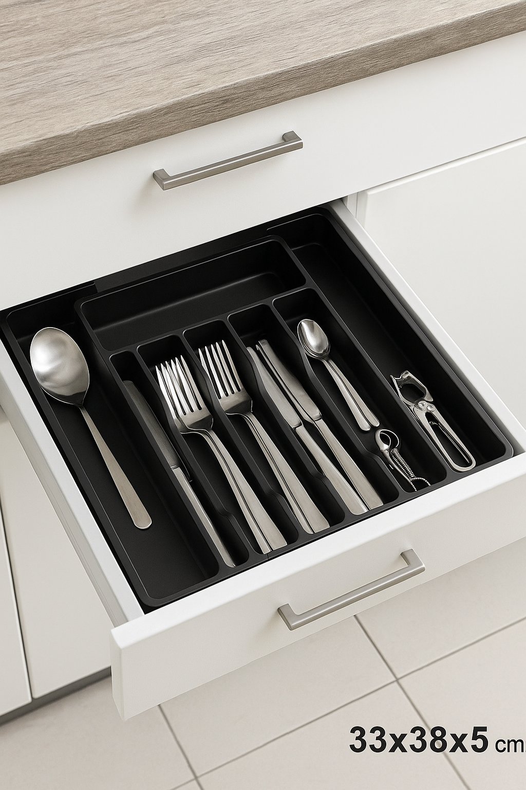 Bandeja organizadora de cubiertos expandible de plástico ajustable cajón de cocina caja de almacenamiento - Imagen 12 de 16