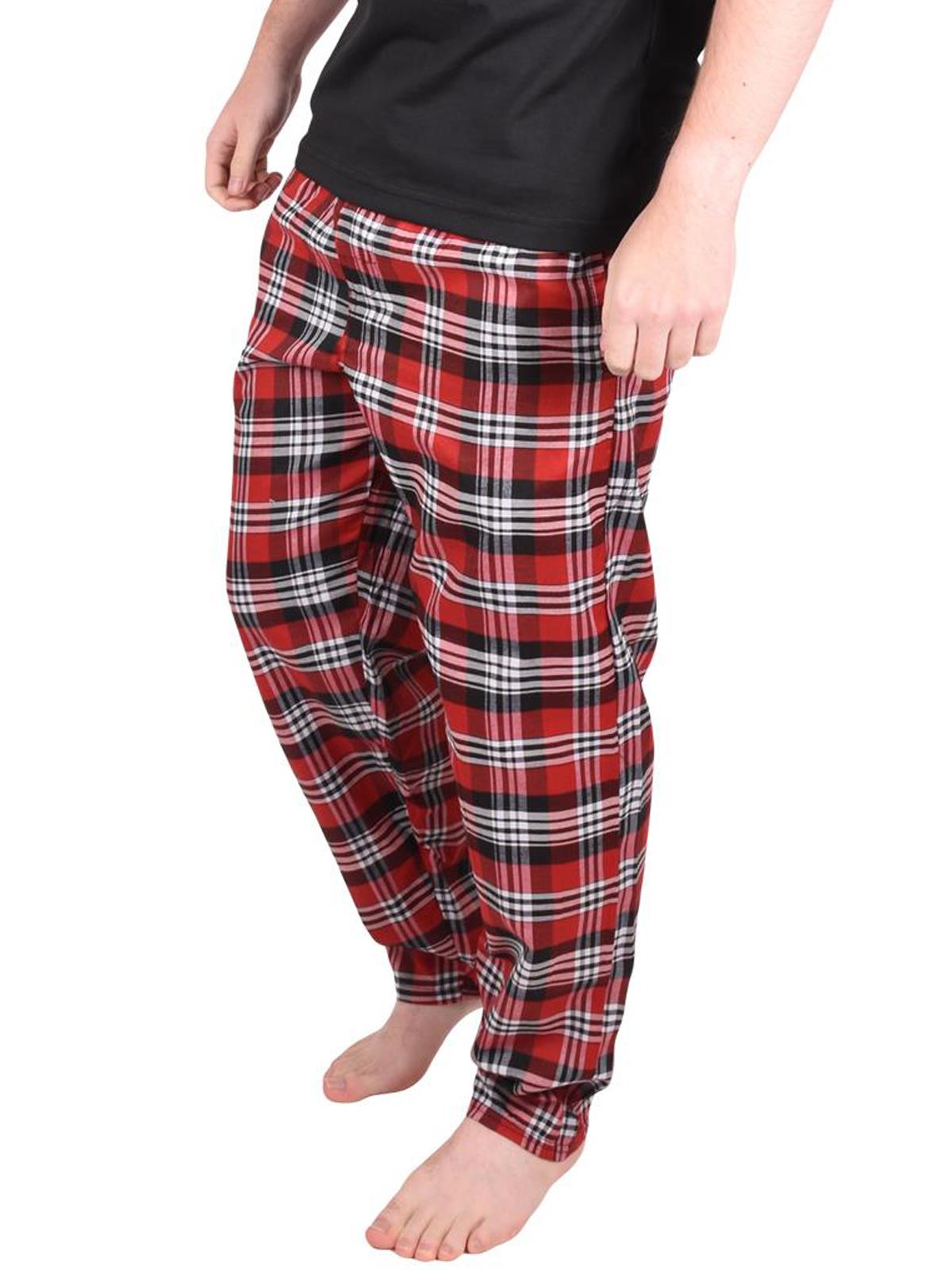 Mens Pyjama Bottoms Woven Check PJ Pants Lounge Nightwear 2 Pack Trouser - Picture 11 of 34