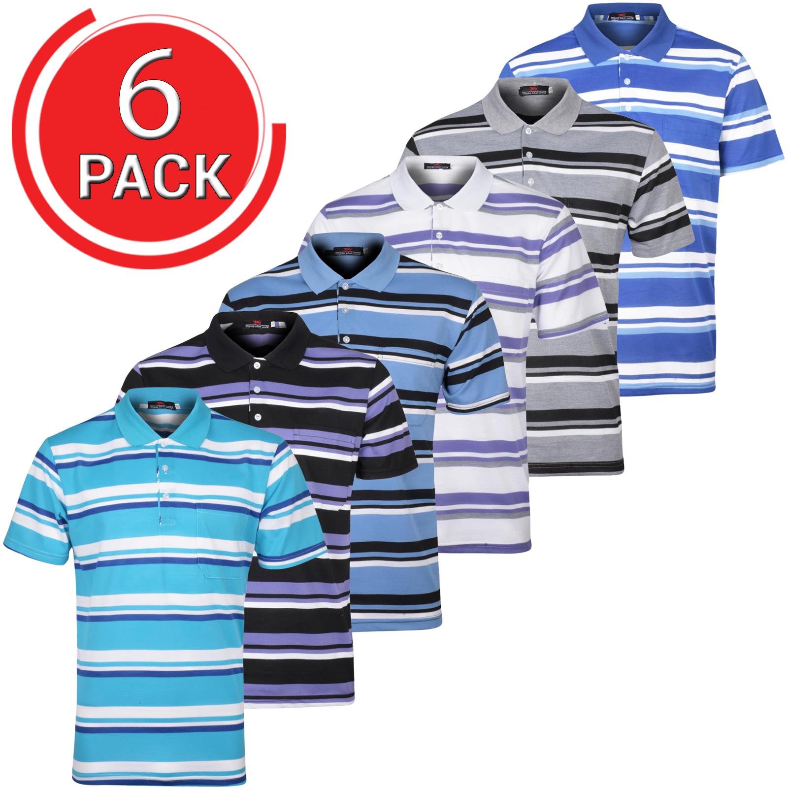 Mens Regular-Fit Pique Cotton Blend Polo Shirts Short Sleeve Pocket Tee Top Lot - Picture 20 of 50