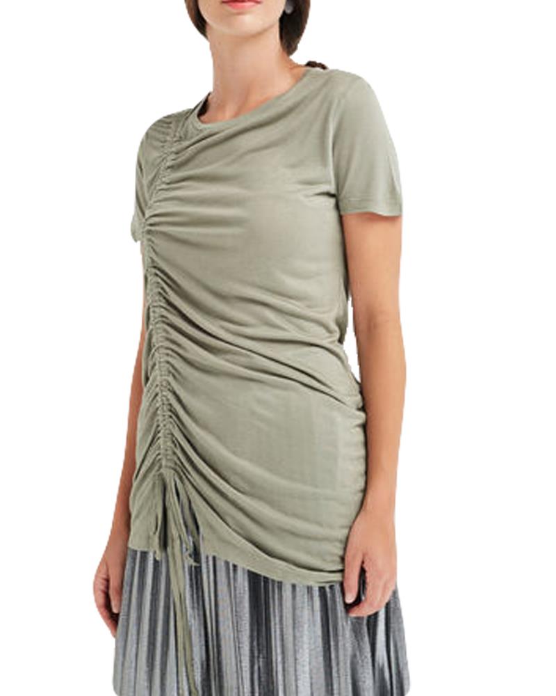 Mujer Verano Camiseta Larga Cordón Liso Mangas Cortas Blusa Informal Camiseta Prendas para el torso - Imagen 23 de 24