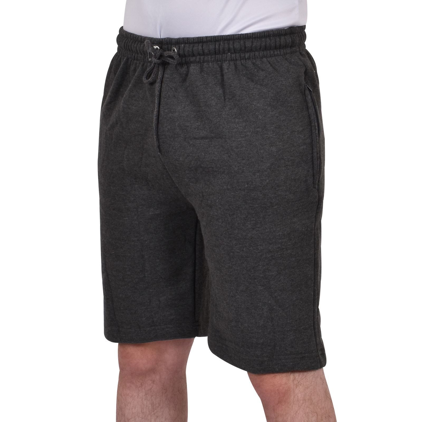 Mens Fleece Shorts with Zip Pockets Flat Front Casual Summer Stretch