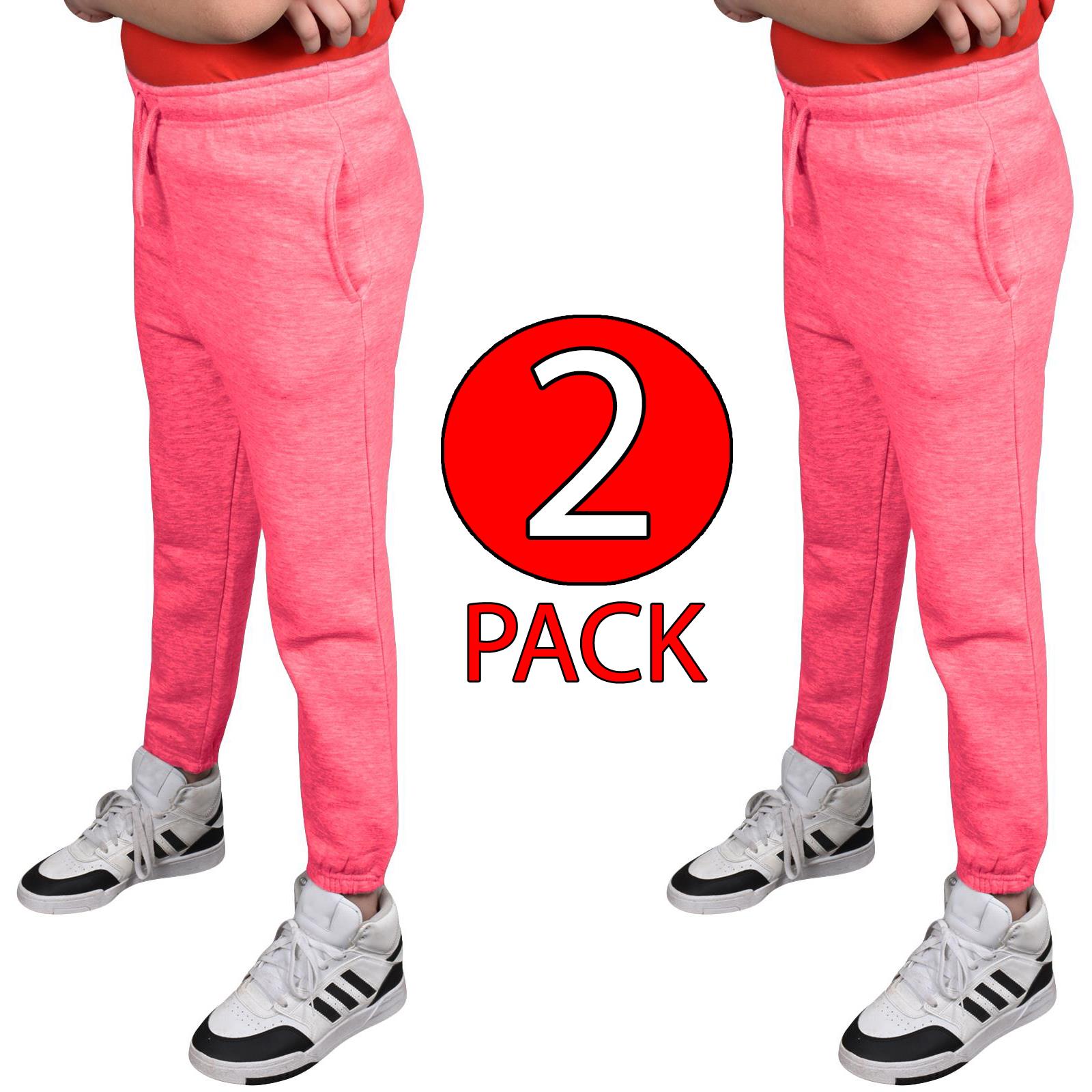 Jogging Bottoms Pack of 2 Kids Boys Girls Warm Fleece PE Plain Tracksuit Joggers - Picture 31 of 62