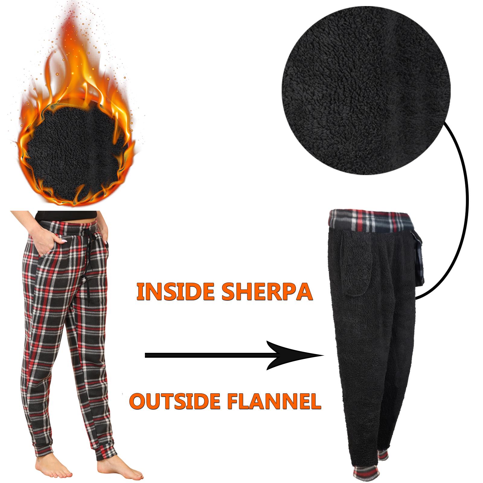 Pantalones de chándal para mujer de franela elásticos con cordón polar a cuadros PJ - Imagen 22 de 48