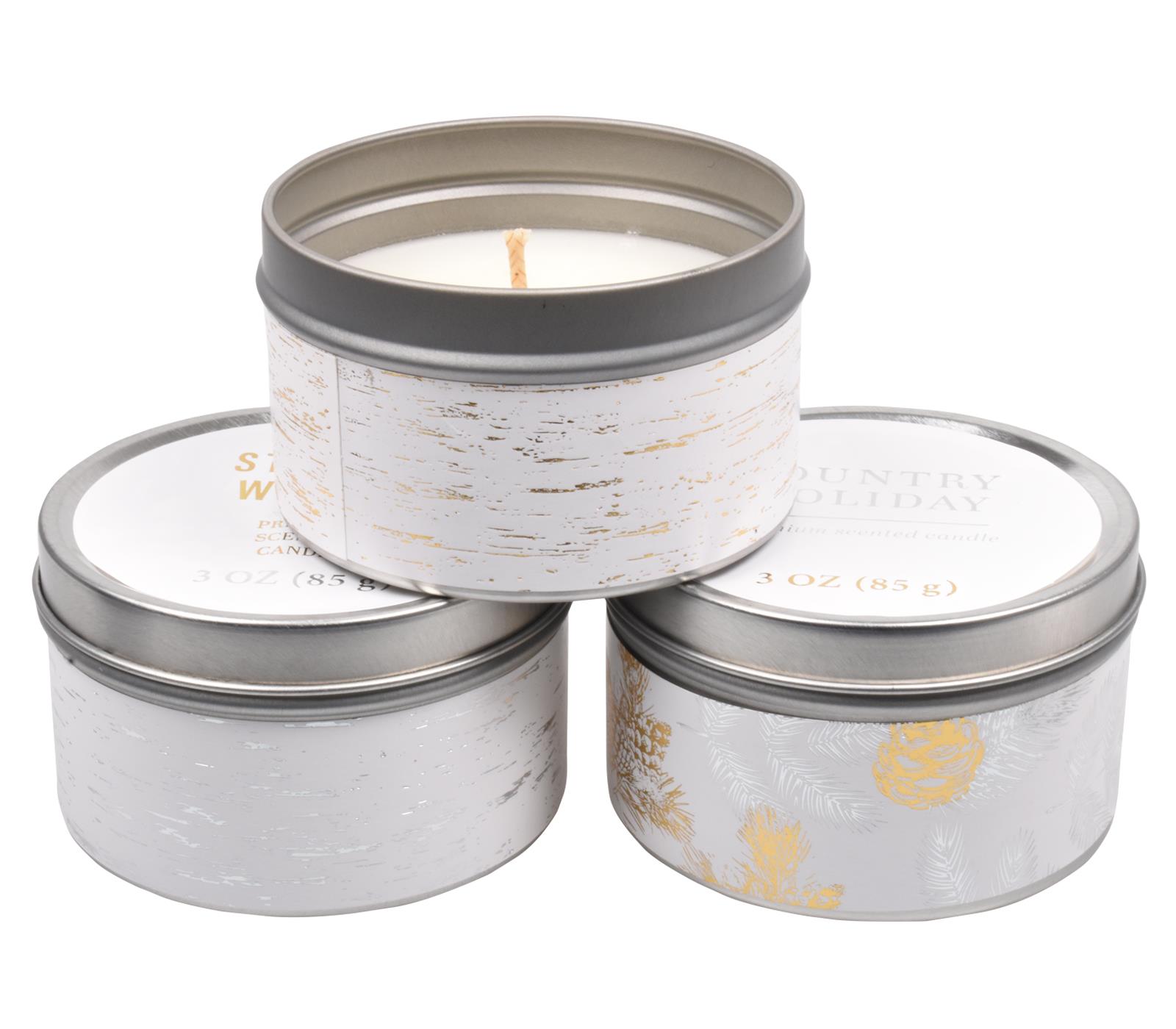 Scented Candles New Set of 3 Festive Christmas Decorative Tin Xmas Gift set - Picture 34 of 99
