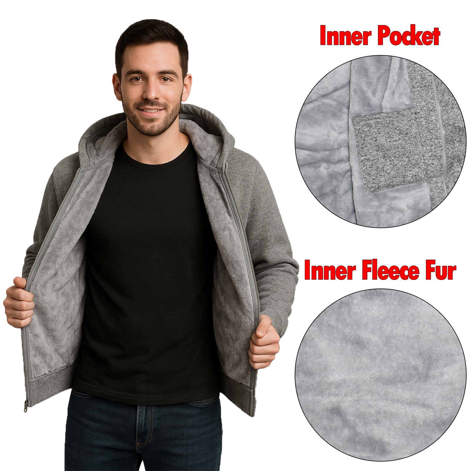 Herren Uni Hoodie Sweatshirt Fleece Reißverschluss Jacke Zip Pullover Kapuze Freizeit Top - Bild 10 von 12