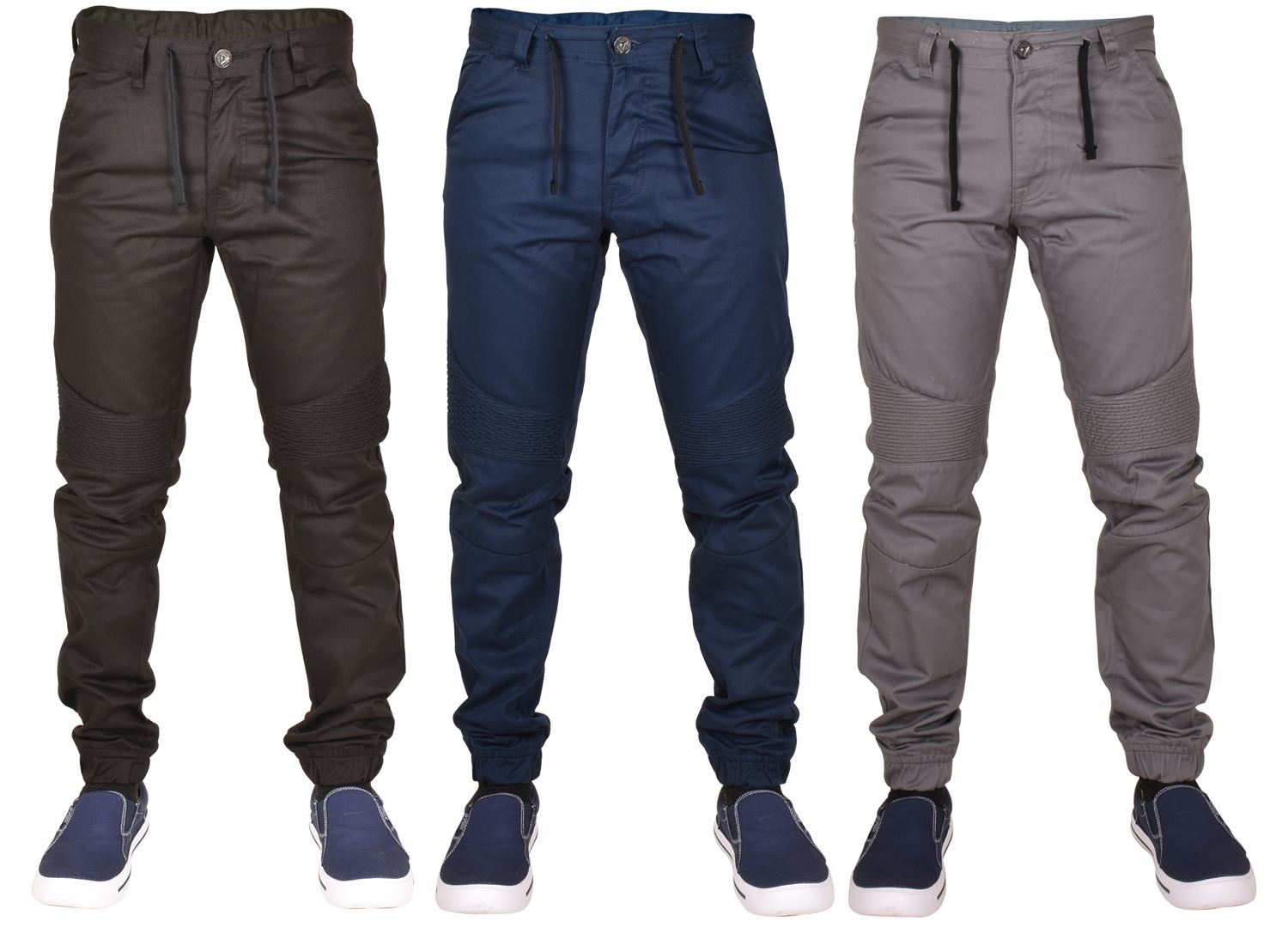 New Enzo Mens Cuffed Chinos Jeans Slim Fit Denim Designer Joggers Trousers Pants