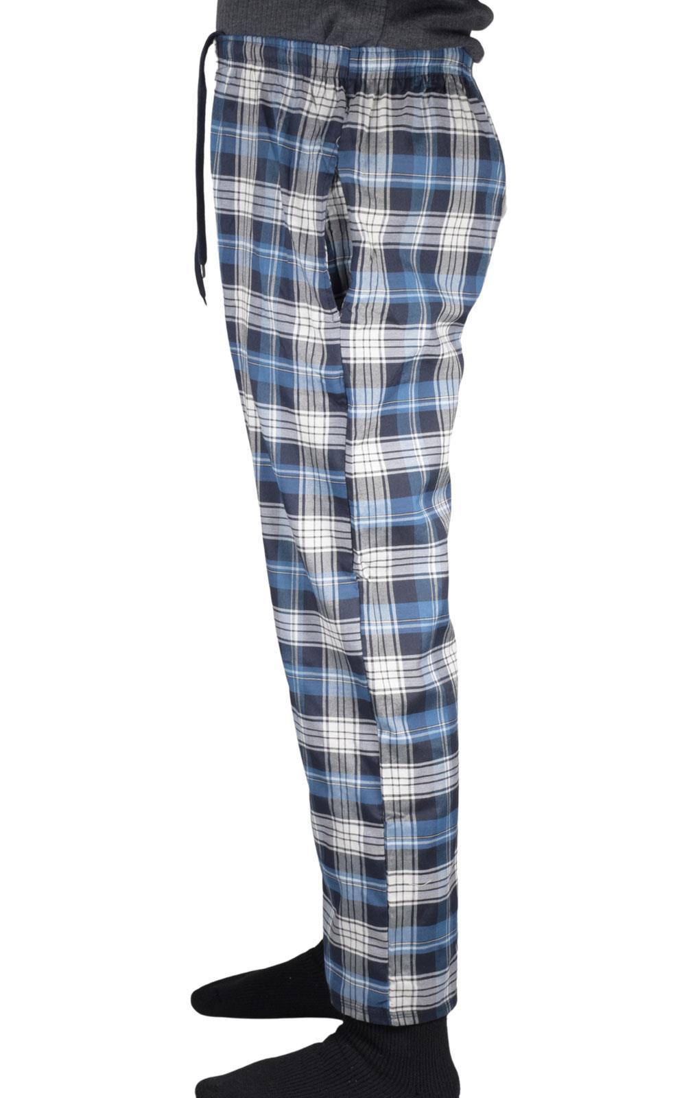 Paquete de 2 pantalones de pijama para hombre tejidos a cuadros de algodón ropa de dormir a cuadros pantalones de salón - Imagen 11 de 33