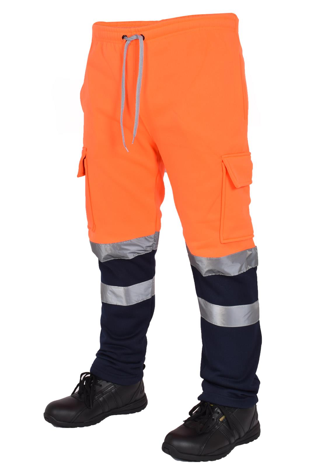 Hi Vis Viz Trouser High Visibility Band Bottom Work Fleece Safety Pants Big Size