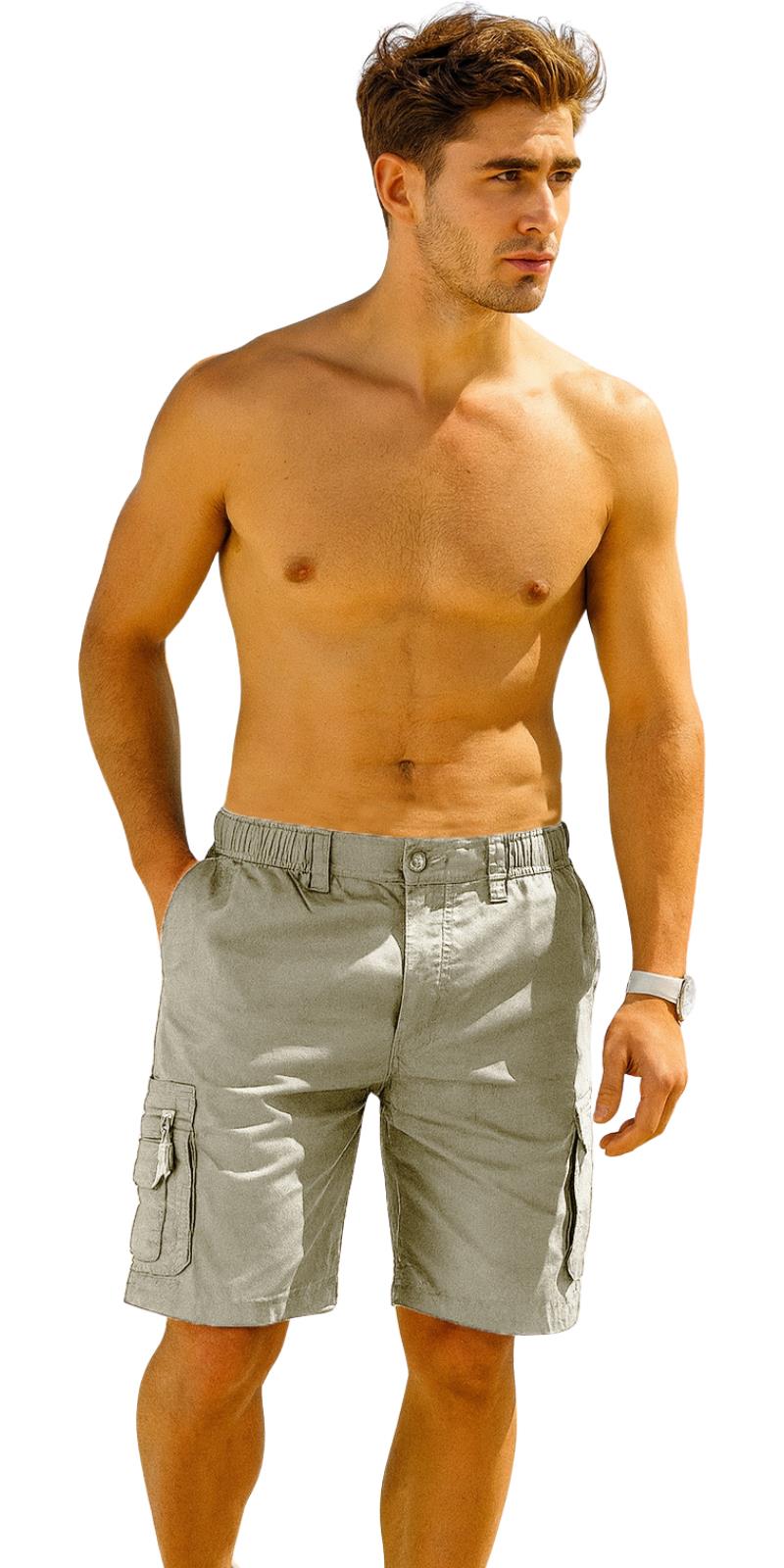 Pantalones Cortos Para Hombres Carga Combate Lisos Multi Bolsillo Cintura Elástica Ligeros M-3XL - Imagen 6 de 6