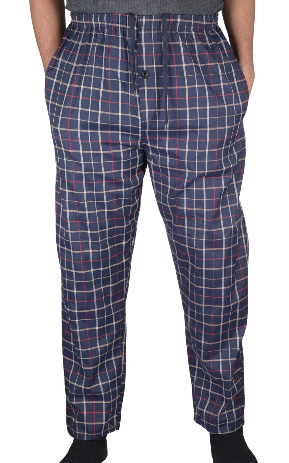 Paquete de 2 pantalones de pijama para hombre tejidos a cuadros de algodón ropa de dormir a cuadros pantalones de salón - Imagen 15 de 33