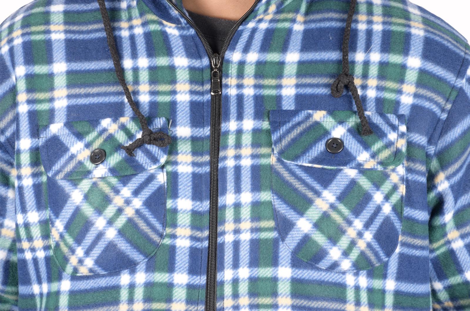 Camisa acolchada para hombre Sherpa forrada de piel leñador chaqueta de trabajo gruesa informal sudadera con capucha - Imagen 28 de 48