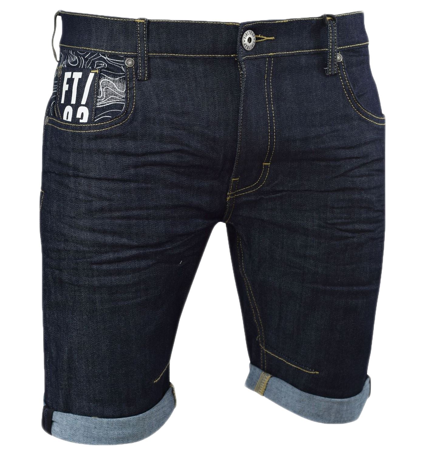 Firetrap Da Uomo Pantaloncini di jeans stretch regular fit laminati Orlo Jeans  Pantaloni da META' 32-38 | eBay