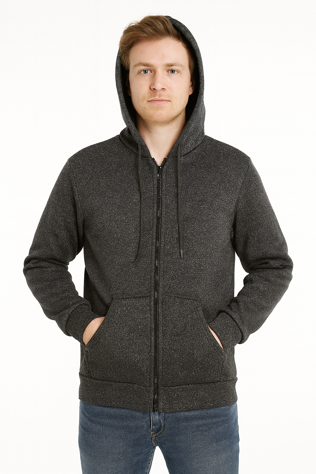 Herren Uni Hoodie Sweatshirt Fleece Reißverschluss Jacke Zip Pullover Kapuze Freizeit Top - Bild 8 von 12