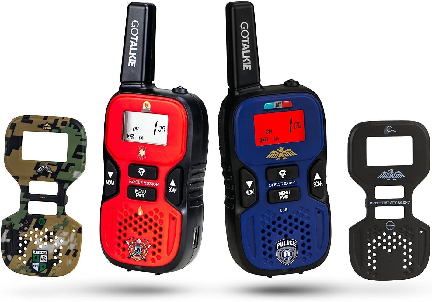 2x Kinder Walkie Talkies große Reichweite 2-Wege Radio LCD Bildschirm Taschenlampe 4 Platten - Bild 2 von 8