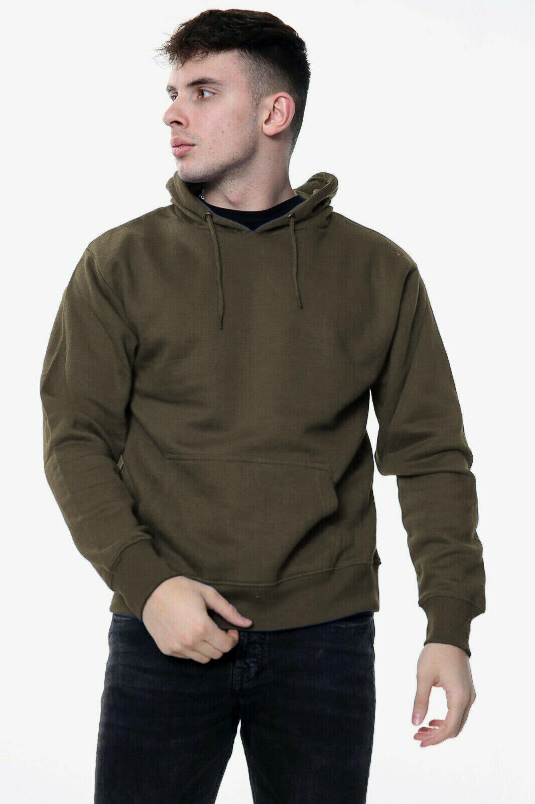 Mens Plain Hoodies Fleece Hooded Casual Long Sleeve Hoody Pullover Sweatshirt - Picture 34 of 42