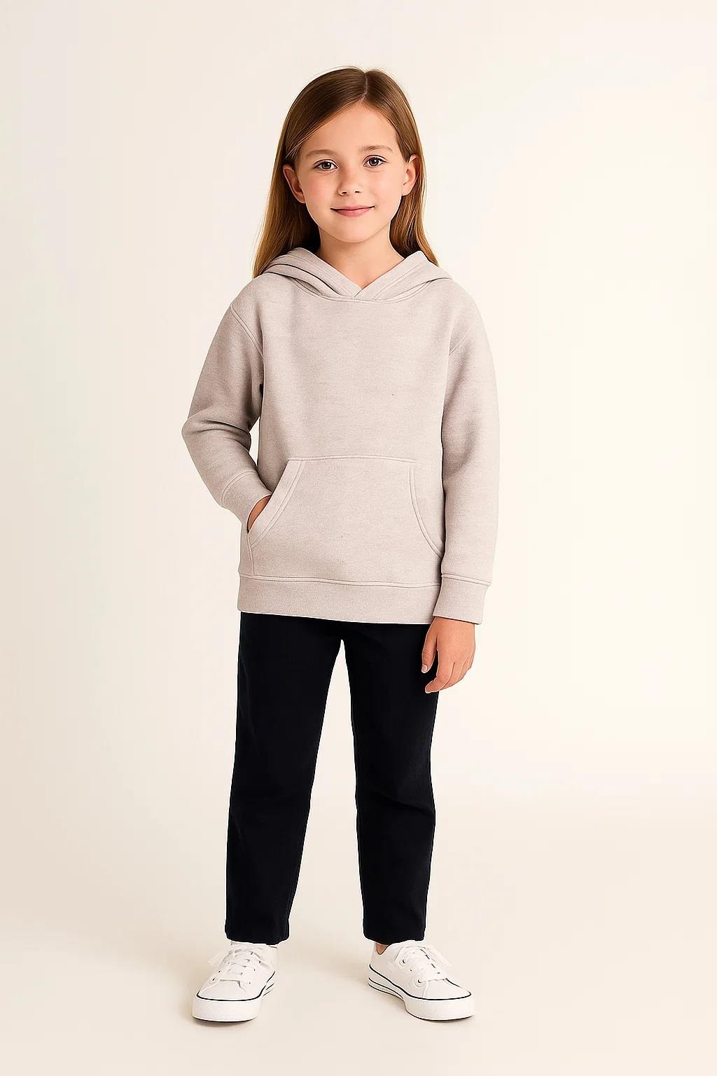 Kids Girls Boys Plain Hooded Jumper Fleece Pullover Hoodie Unisex Sweatshirt - Picture 114 of 128