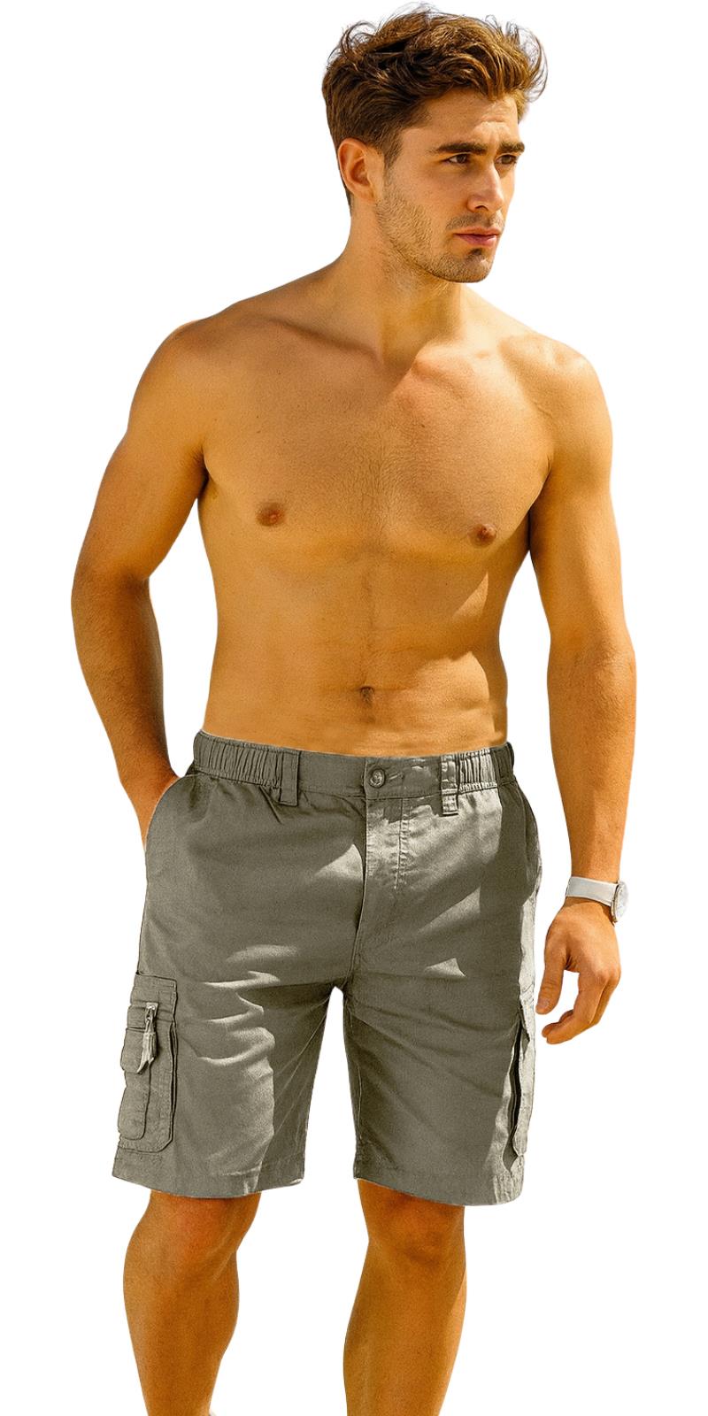 Pantalones Cortos Para Hombres Carga Combate Lisos Multi Bolsillo Cintura Elástica Ligeros M-3XL - Imagen 5 de 6