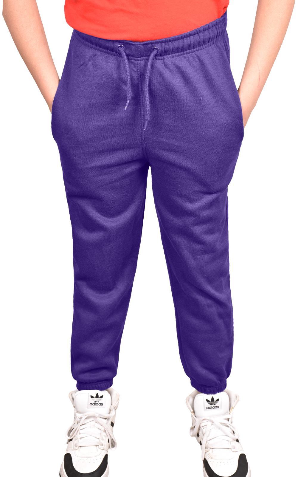 Jogging Bottoms Pack of 2 Kids Boys Girls Warm Fleece PE Plain Tracksuit Joggers - Picture 46 of 62