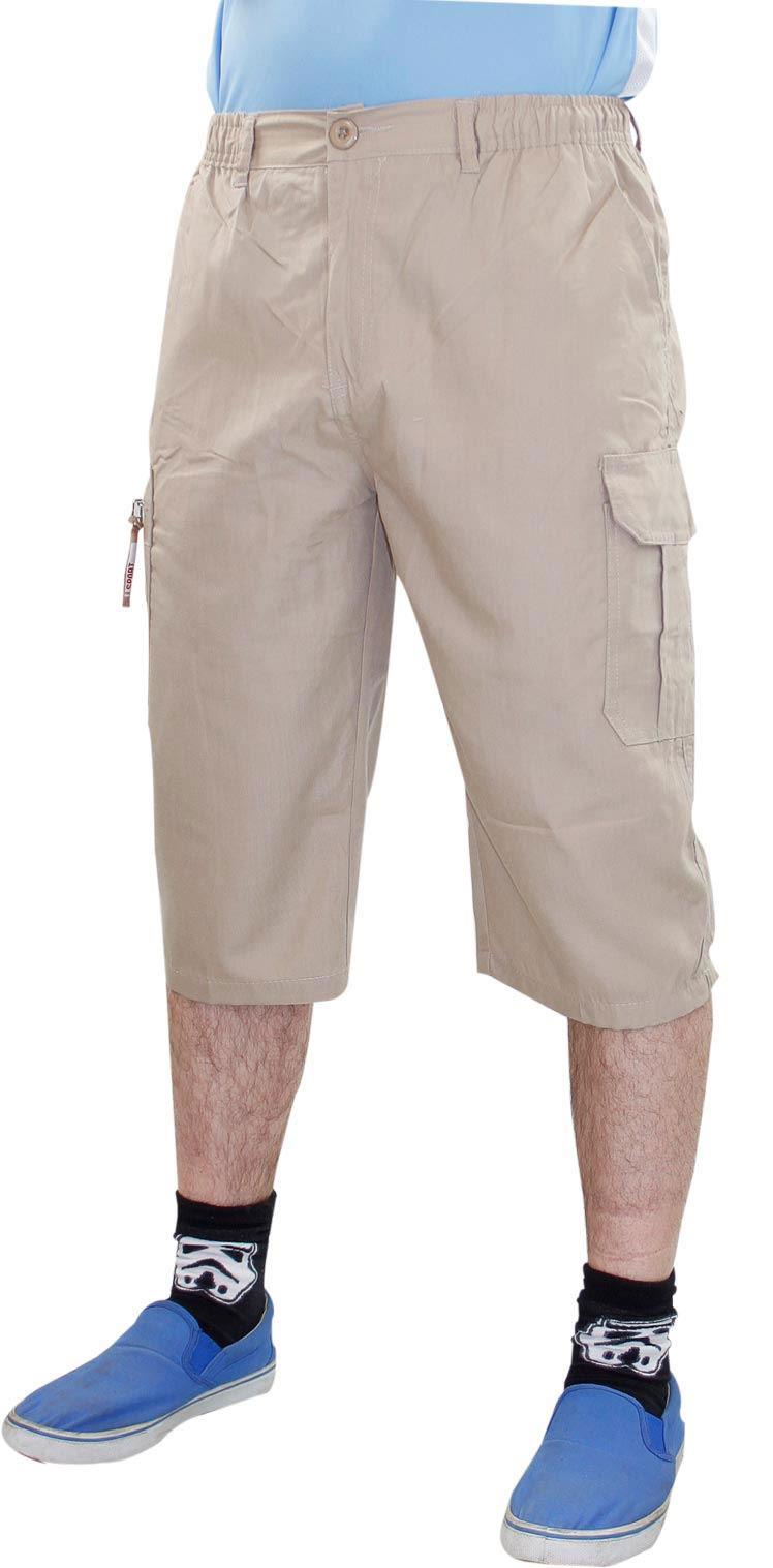 Herren 3/4 Shorts Gummibund Uni Cargo Kampf Arbeit Dreiviertel Hose - Bild 12 von 17