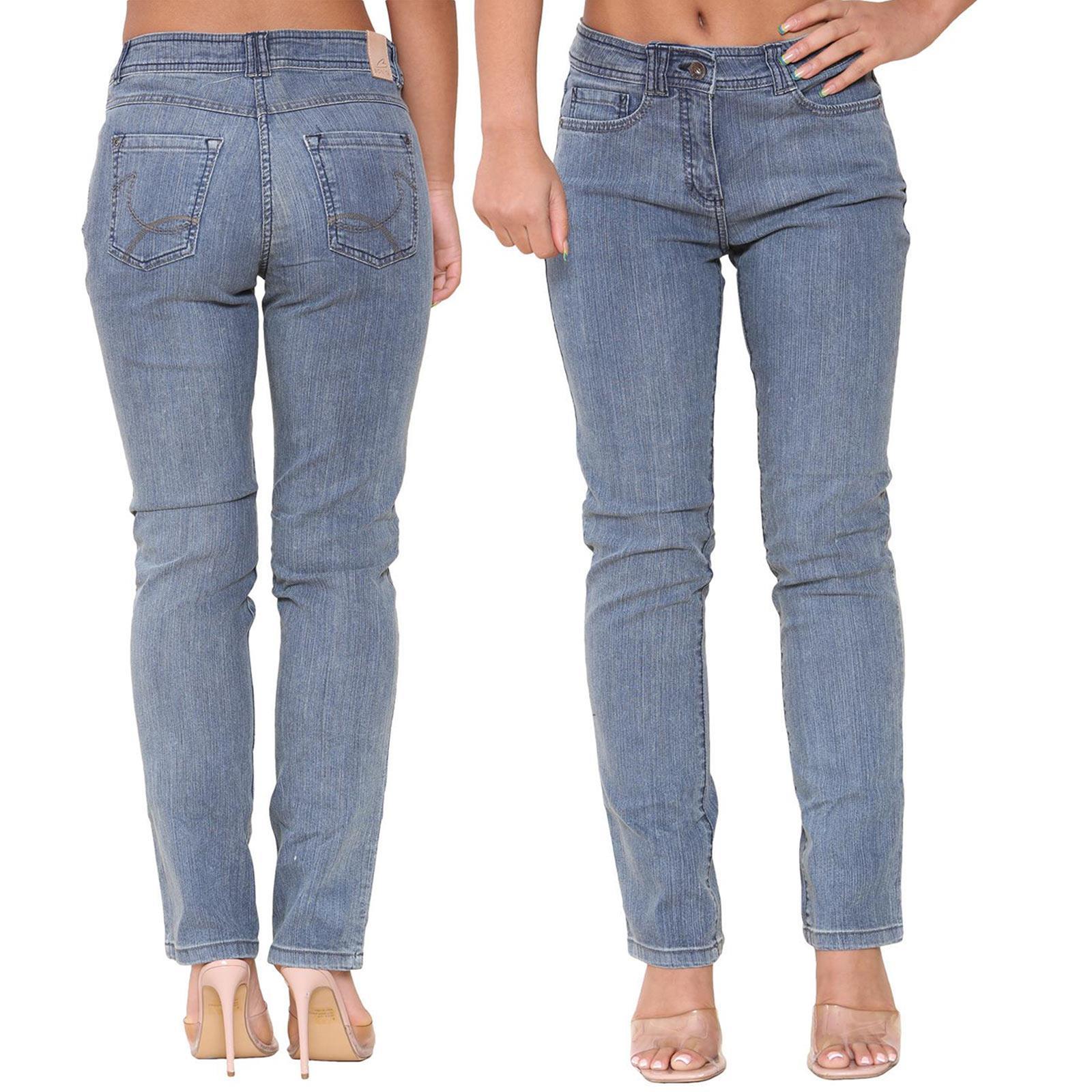 Pantalones de mezclilla elásticos ajustados rectos cintura alta para dama talla 12-28 Reino Unido - Imagen 42 de 43