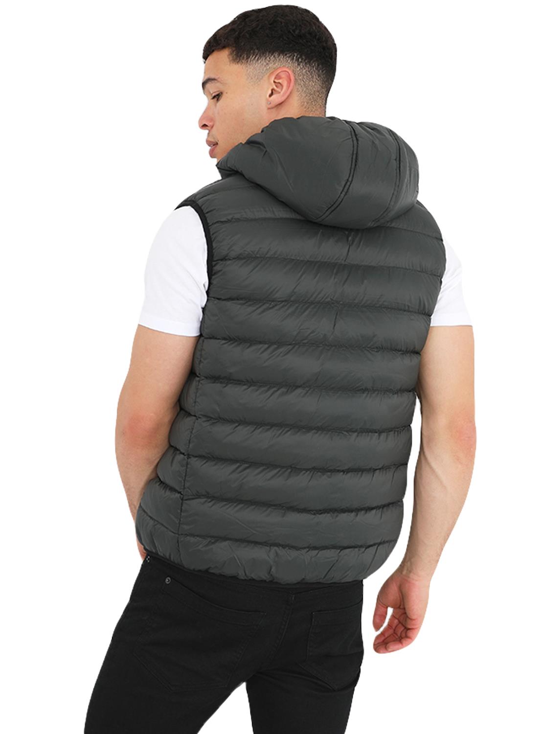 Mens Hooded Gilet Body Warmer Sleeveless Padded Puffer Quilted Jacket BRAVE SOUL - Picture 17 of 17