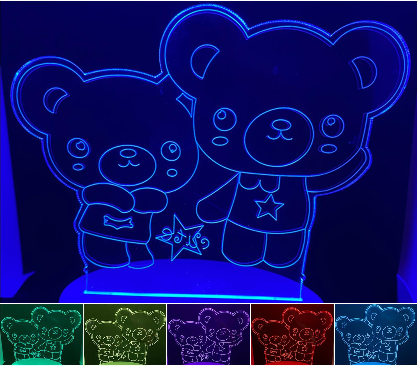 4Pack 3D LED Illusion Table Lamp Kids Gift Night Light Changing Colours Lights - Picture 14 of 21