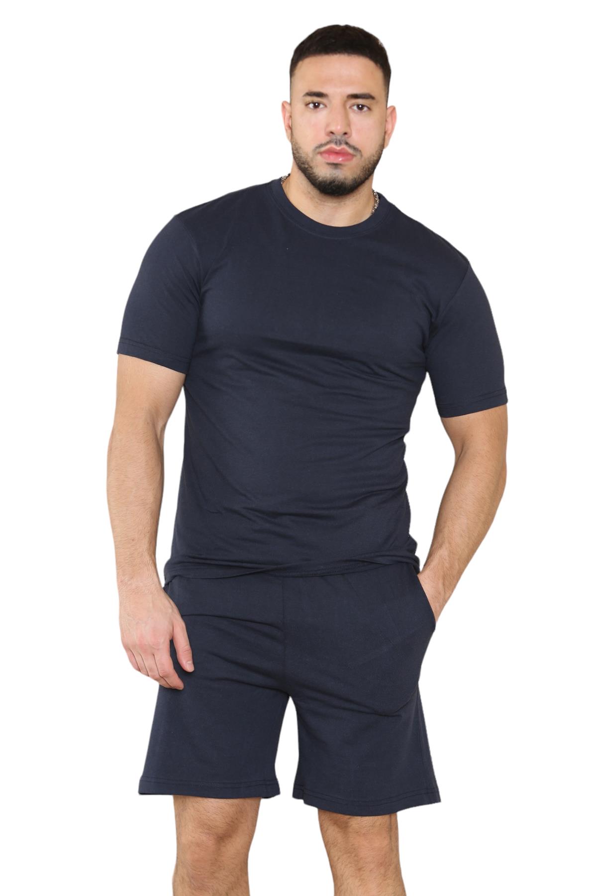 Mens Pyjamas Shorts Set Short Sleeve Nightwear Pjs Loungewear Cotton Size S-XL