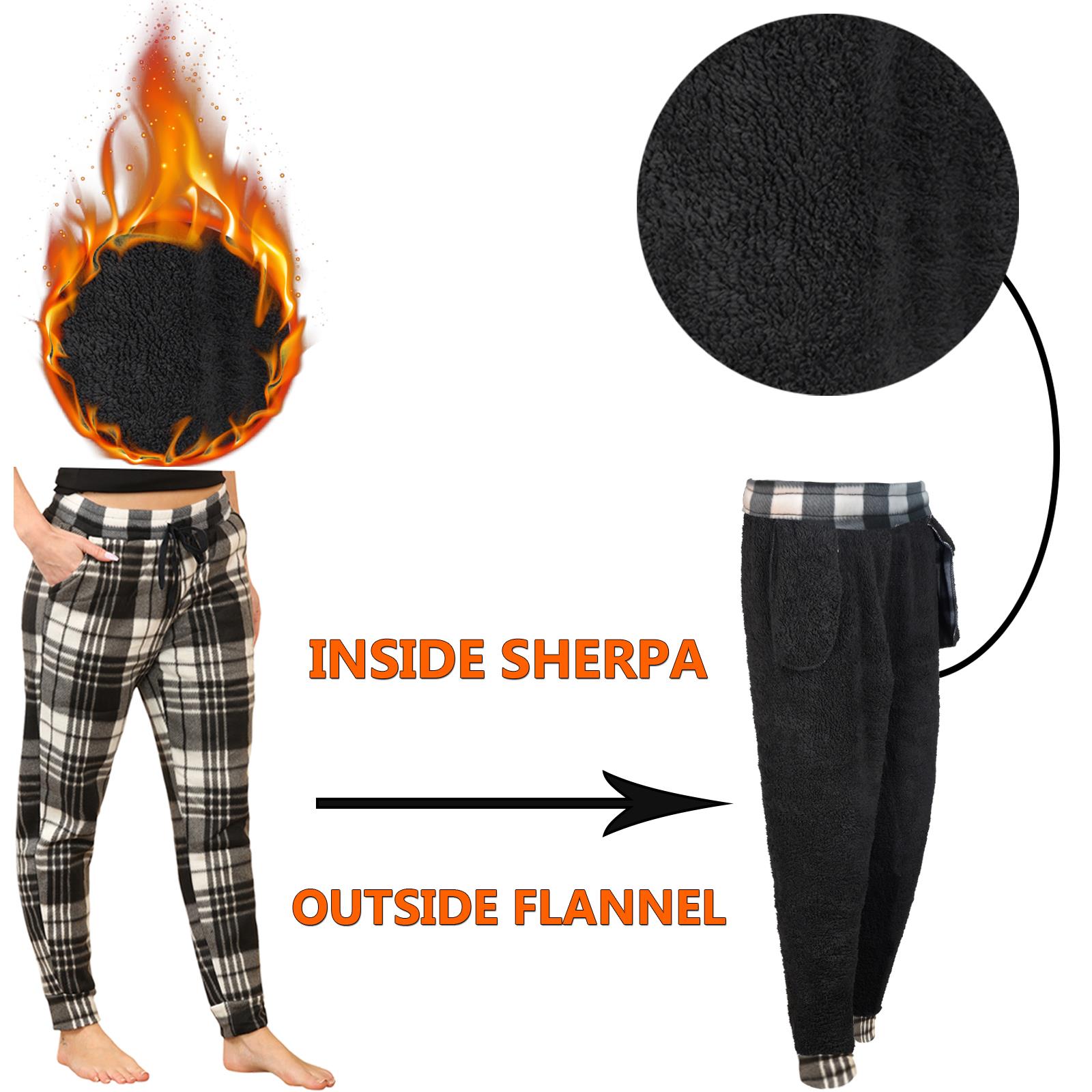 Pantalones de chándal para mujer de franela elásticos con cordón polar a cuadros PJ - Imagen 31 de 48