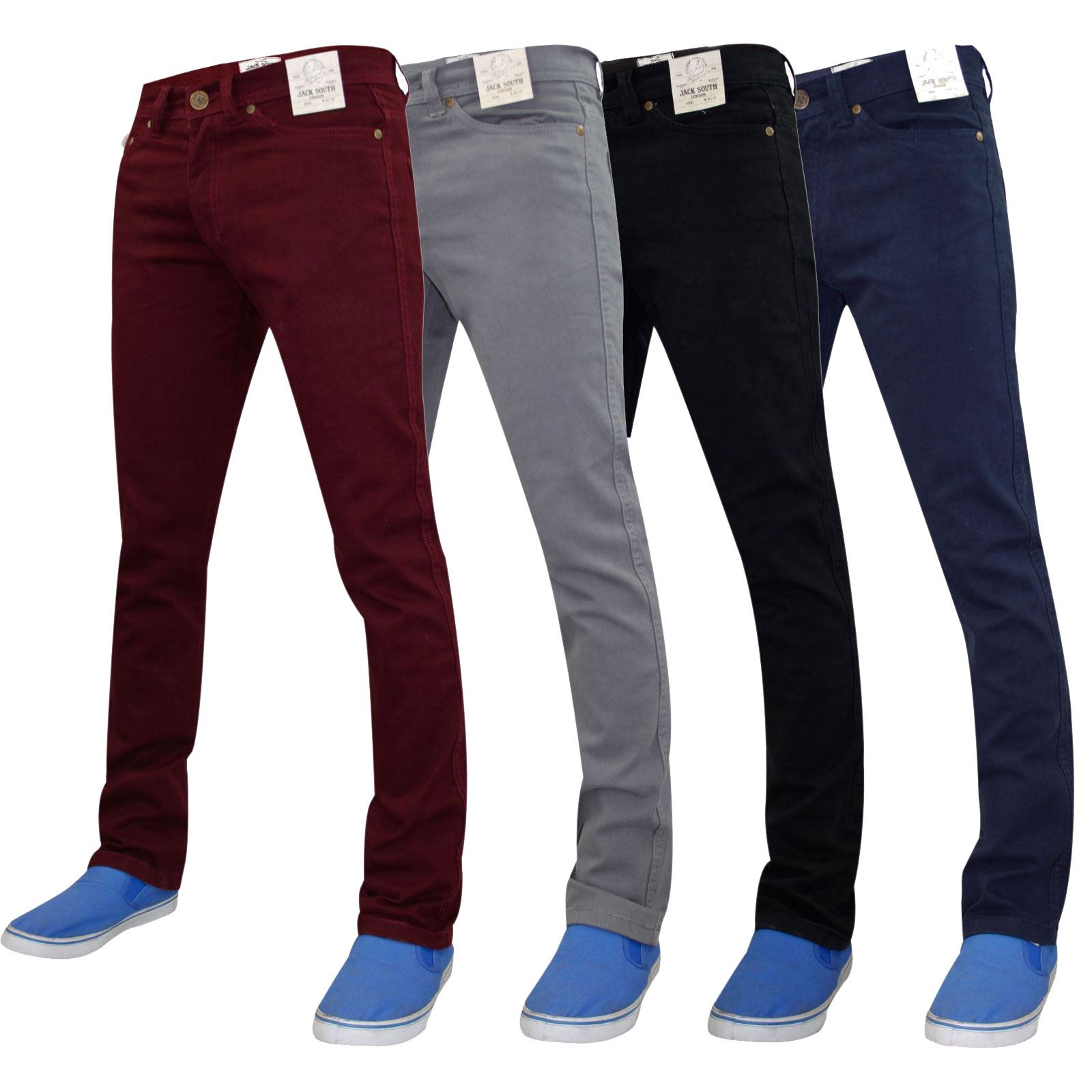 Mens Skinny Jeans Jacksouth Fit Denim Cotton Twill Stretch Chinos Pants Trousers