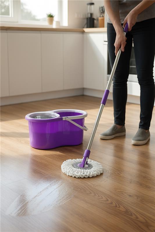 360° FLOOR MAGIC SPIN MOP BUCKET SET WITH 2 HEADS MICROFIBRE ROTATING DRY HEADS - Picture 16 of 17