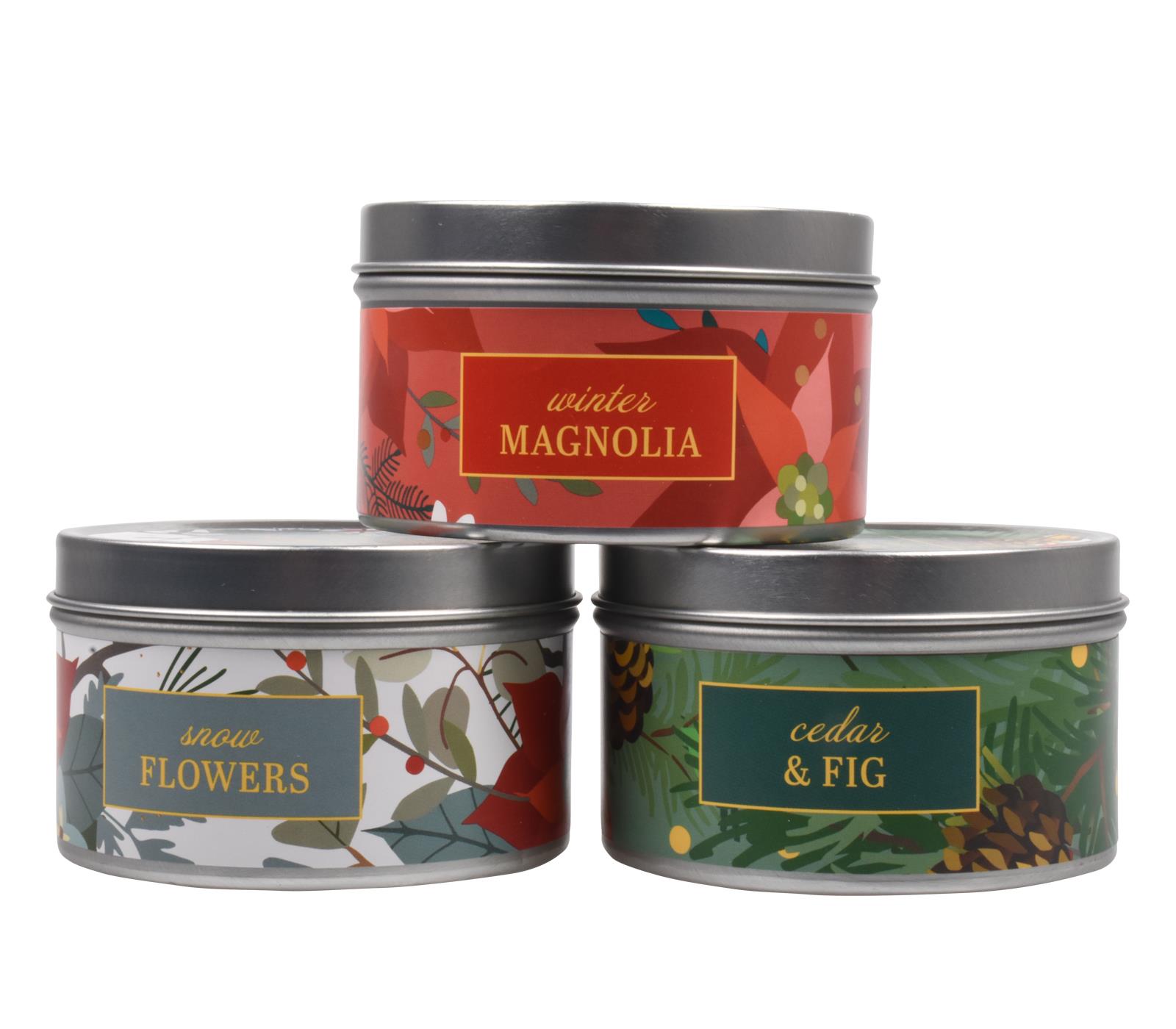 Scented Candles New Set of 3 Festive Christmas Decorative Tin Xmas Gift set - Picture 39 of 99