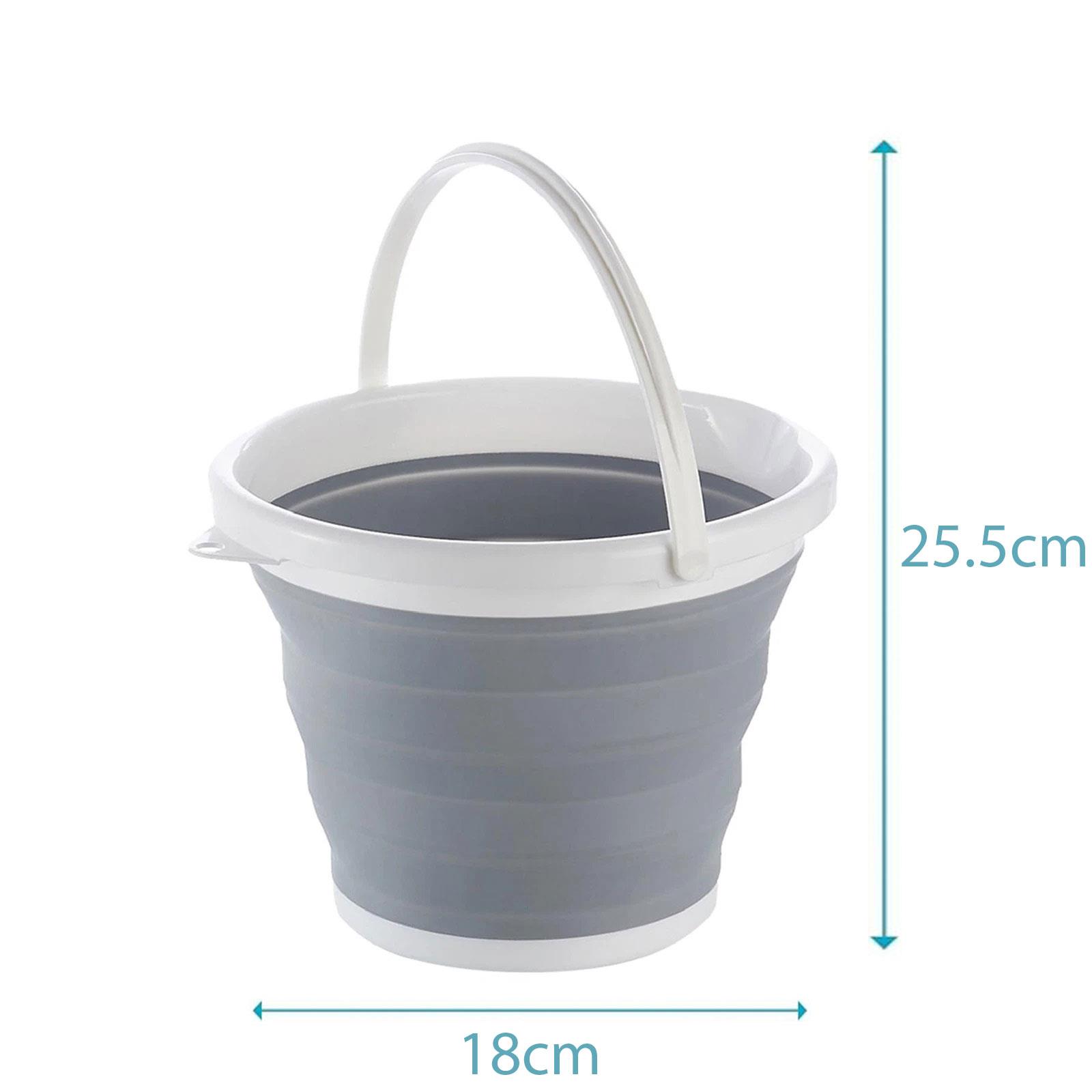 10L Collapsible Bucket Foldable Grey-White Silicone with Handle Camping Kitchen - Picture 15 of 24