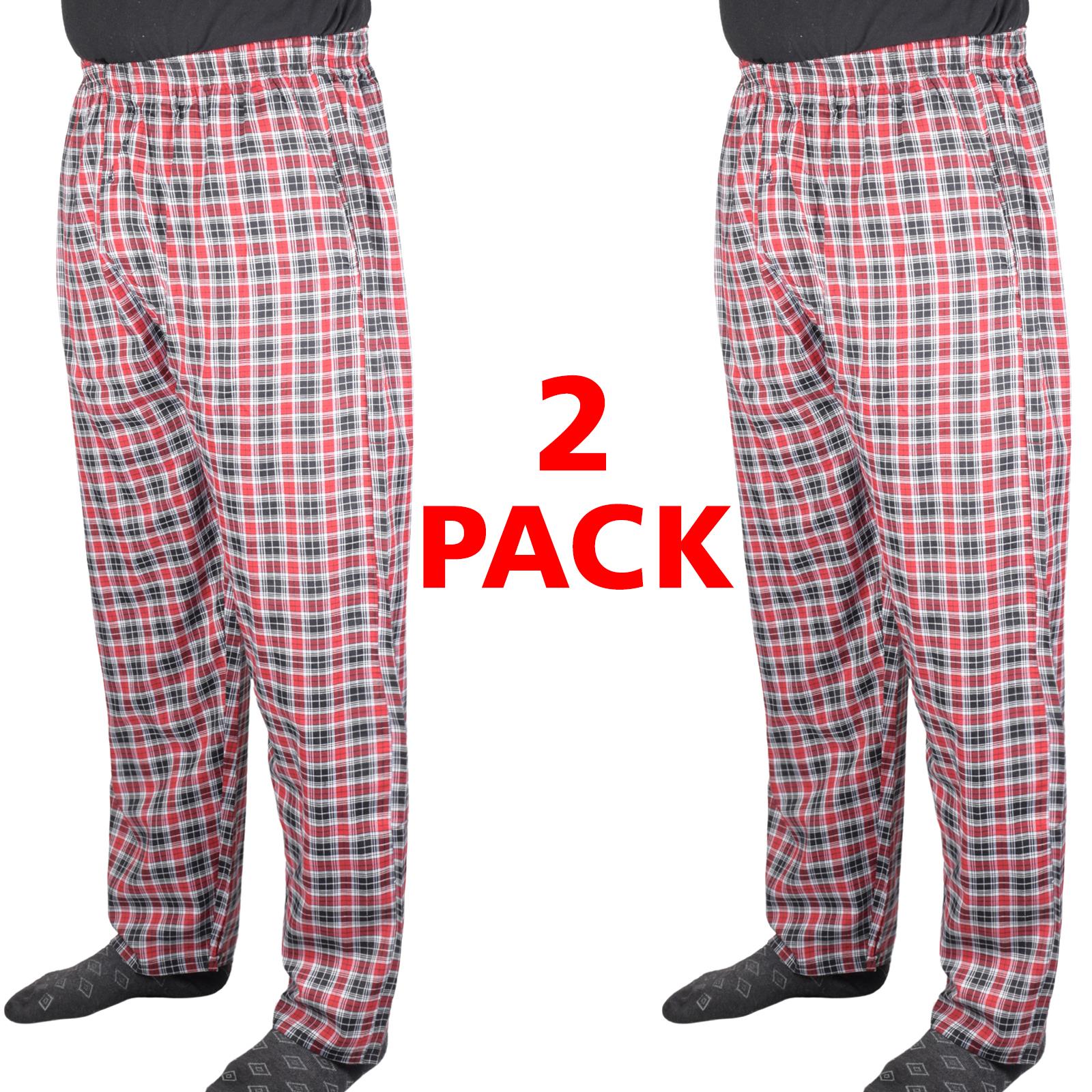 Paquete de 2 pantalones de pijama para hombre tejidos a cuadros de algodón ropa de dormir a cuadros pantalones de salón - Imagen 29 de 33