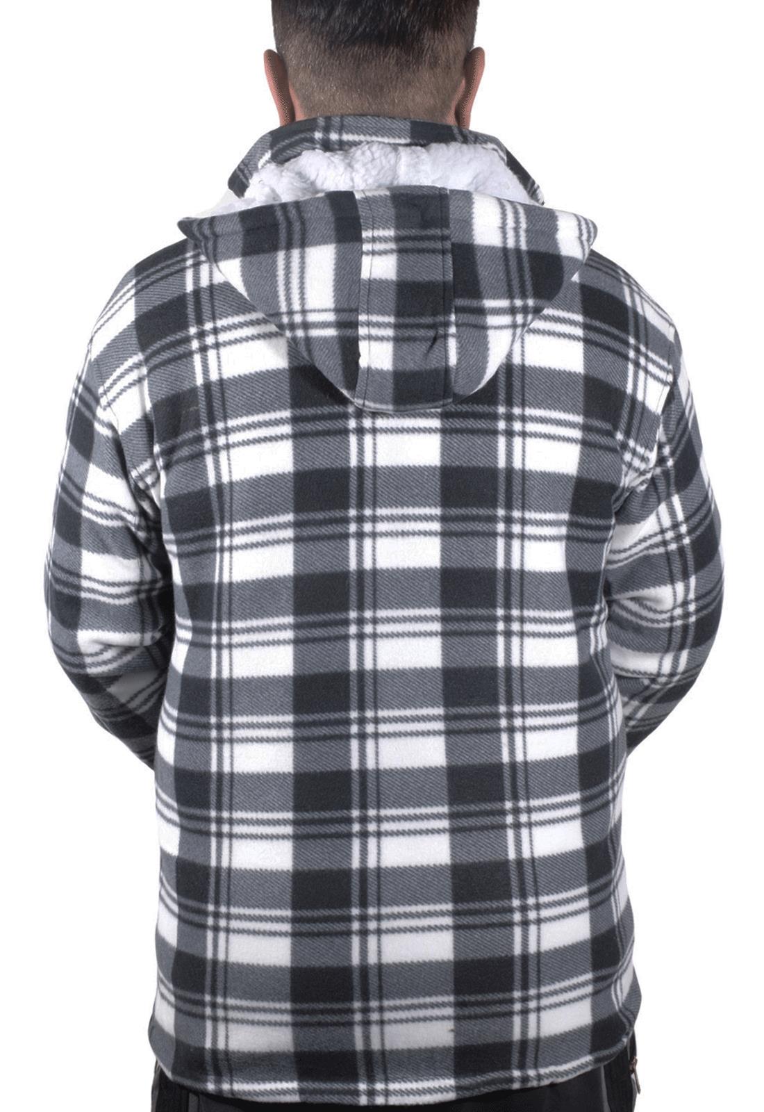 Camisa acolchada para hombre Sherpa forrada de piel leñador chaqueta de trabajo gruesa informal sudadera con capucha - Imagen 40 de 48