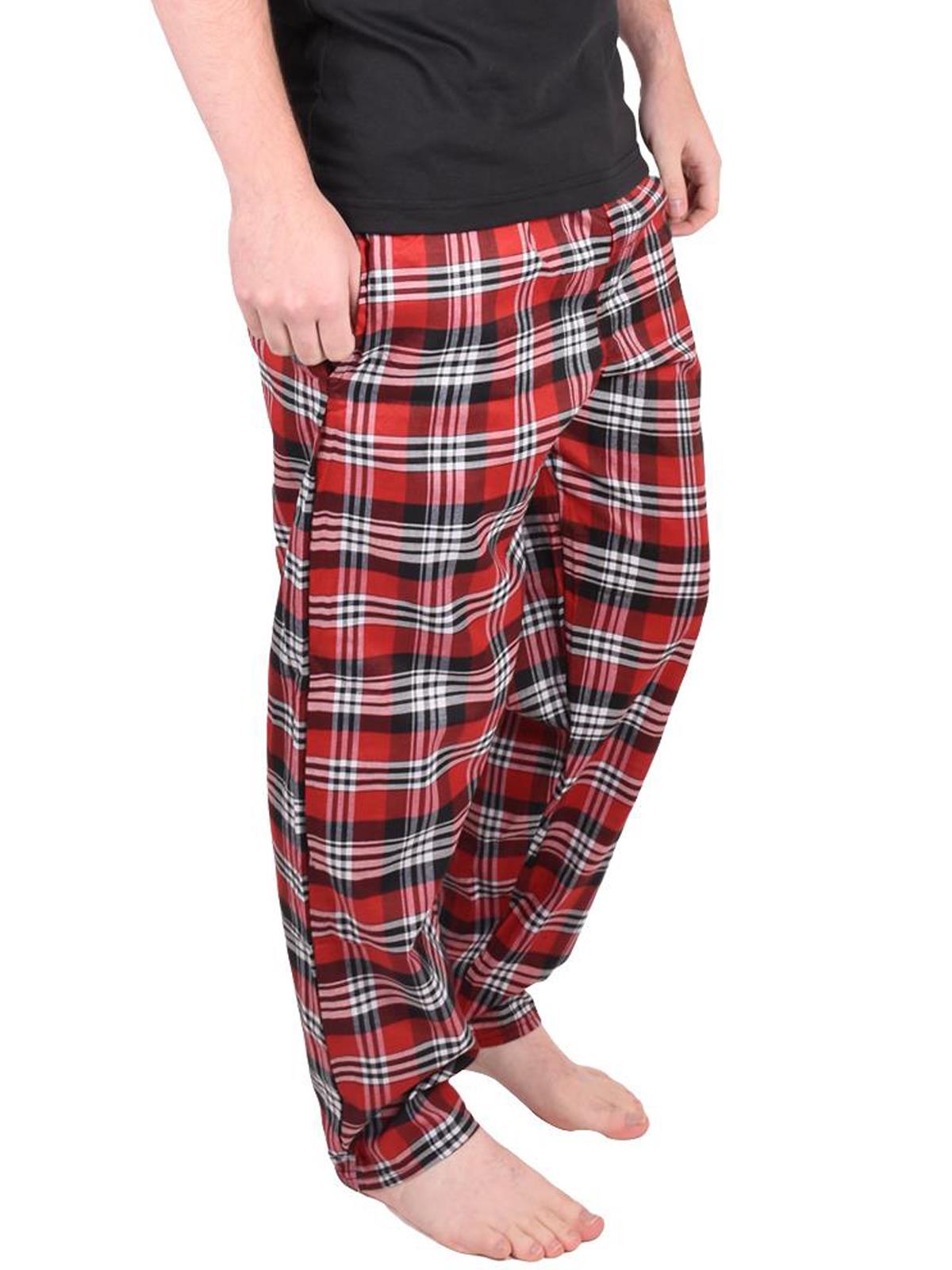 Mens Pyjama Bottoms Woven Check PJ Pants Lounge Nightwear 2 Pack Trouser - Picture 10 of 34