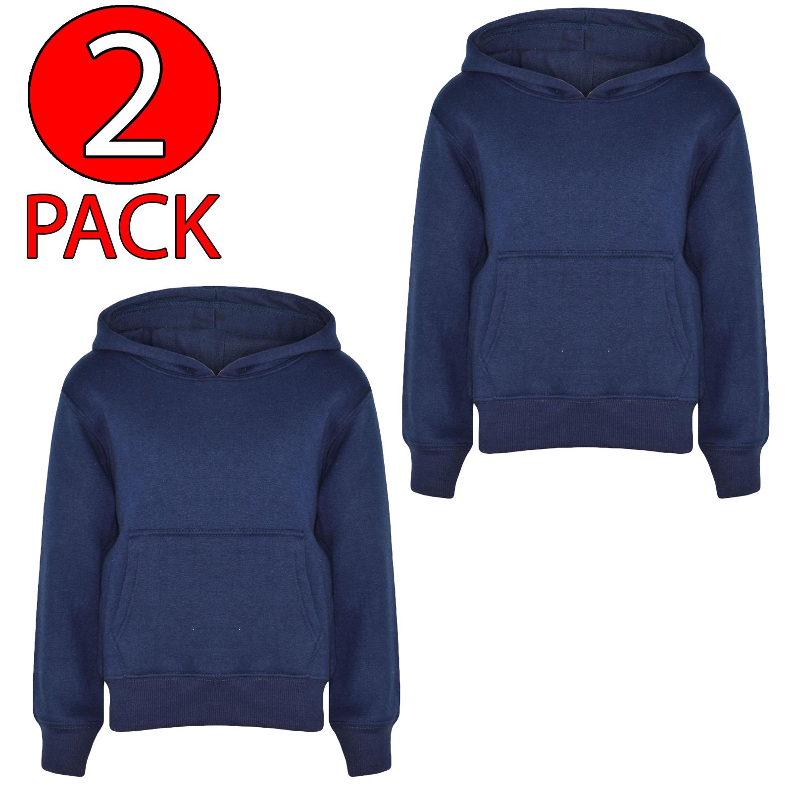Kids Girls Boys Plain Hooded Jumper Fleece Pullover Hoodie Unisex Sweatshirt - Picture 71 of 128