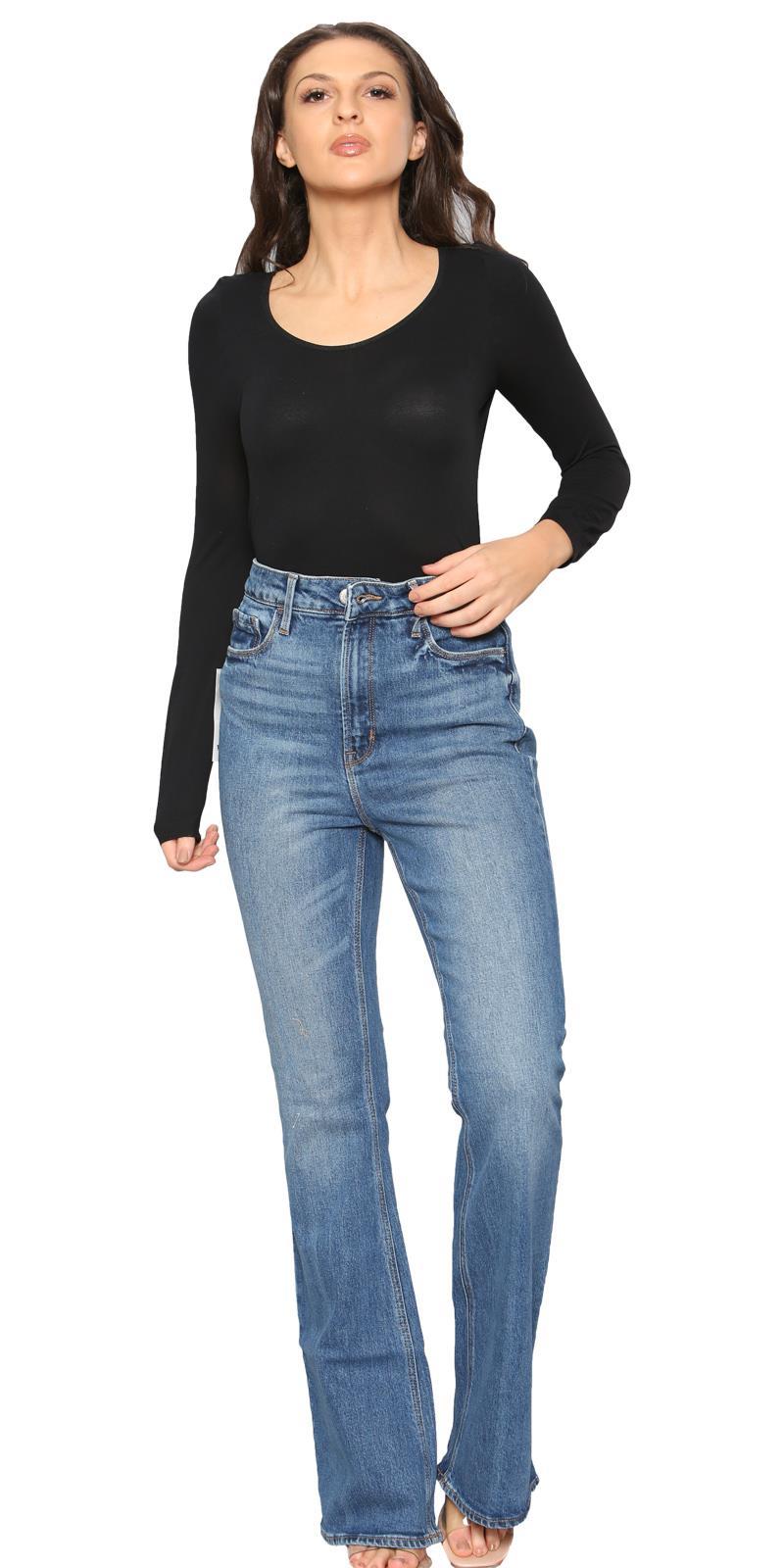 Pantalones de mezclilla para mujer Bootcut elásticos tiro medio acampanados pantalones largos pantalones talla 6-30 - Imagen 57 de 62
