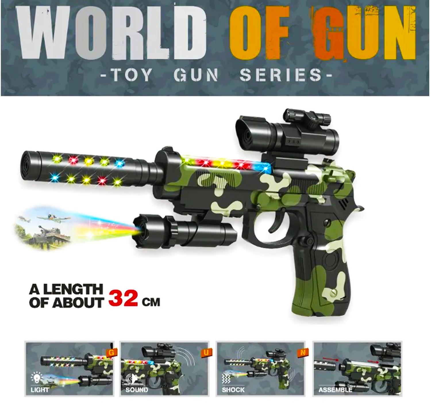 Military-Style Kids Toy Glock Pistol Gun with Projection Light Sound Vibration - Picture 9 of 9