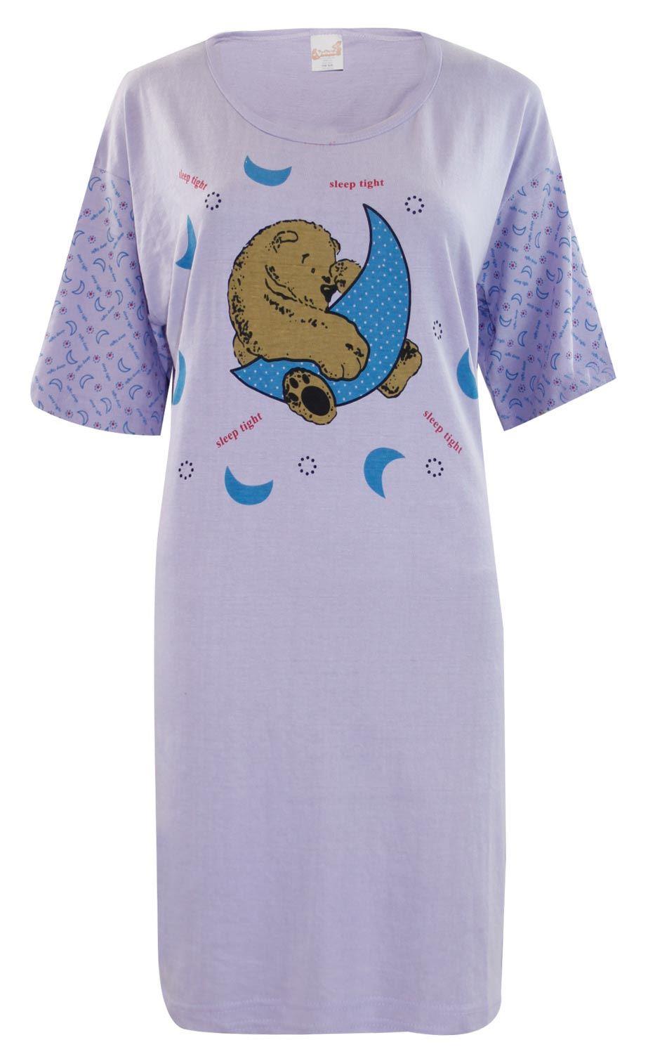 5 Pack Nightdress Nightie Women Cotton Ladies Short Sleeve Nightshirt Nightwear - Picture 44 of 59
