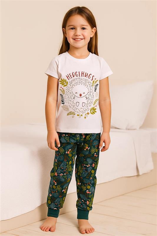 Kids Girls Pyjamas Set Summer Floral Printed Short Sleeve Cotton T-Shirt Shorts - Picture 9 of 17