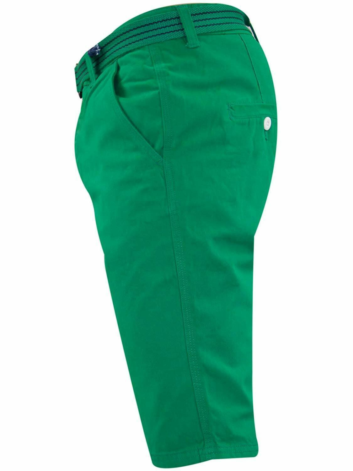 Herren Chino Shorts Freizeit Halb Hose 100% Baumwolle Sommer Jeans Frei Webgürtel - Bild 44 von 79