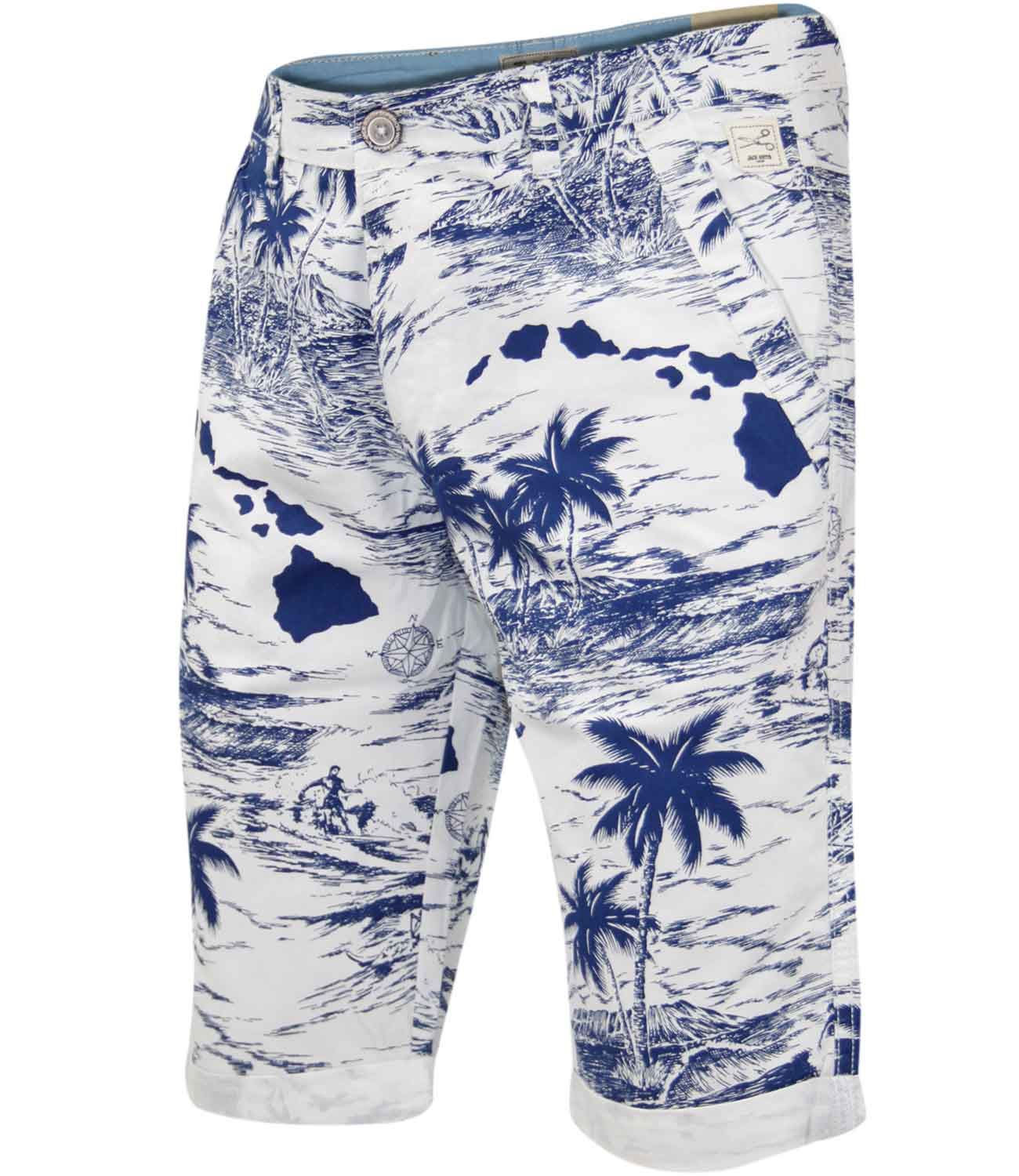 Mens Chino Shorts Summer Hawaiian Floral Casual Beach Cotton Pants Short 28-30 - Picture 14 of 17