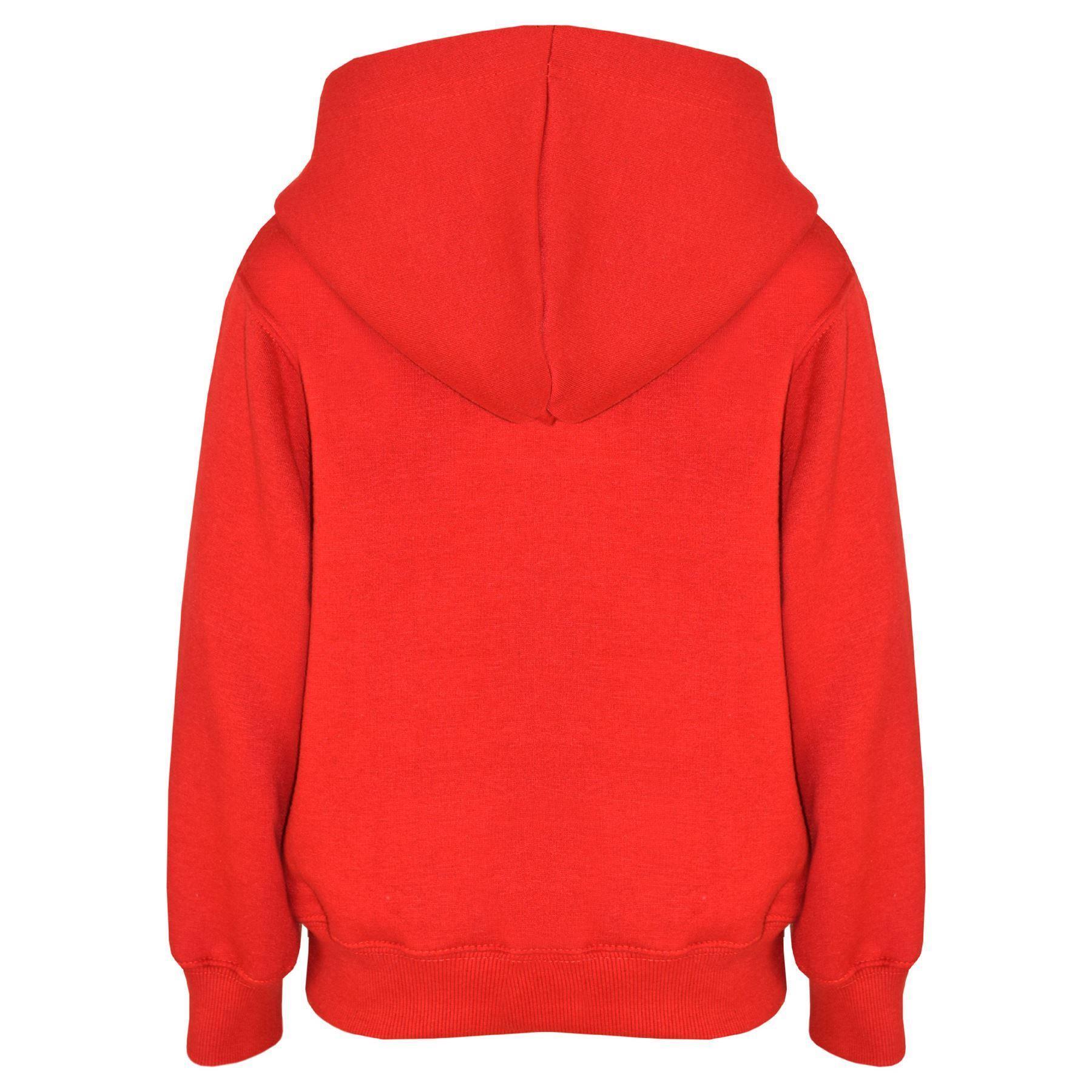 Kids Girls Boys Plain Hooded Jumper Fleece Pullover Hoodie Unisex Sweatshirt - Picture 86 of 128