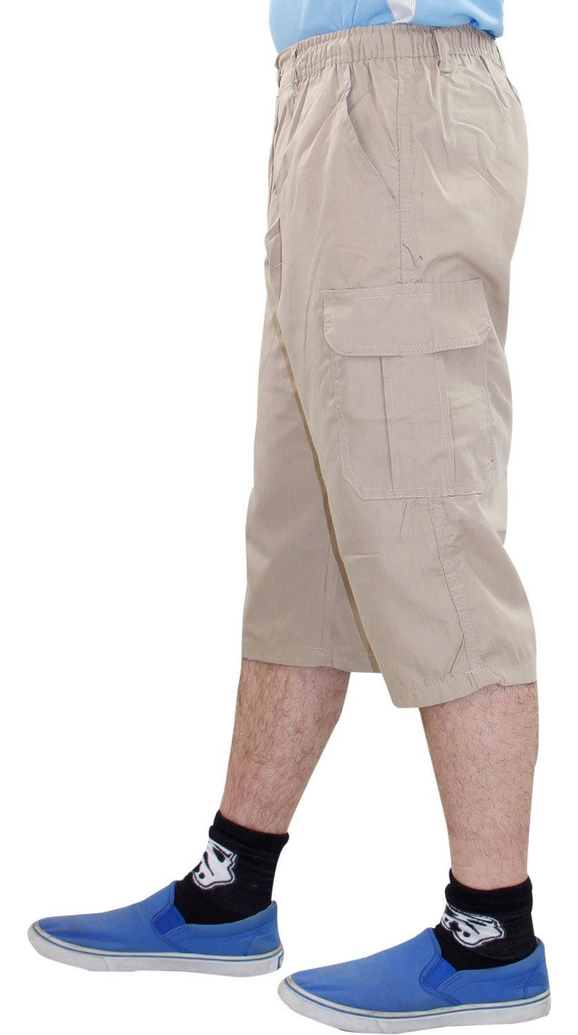 Herren 3/4 Shorts Gummibund Uni Cargo Kampf Arbeit Dreiviertel Hose - Bild 14 von 17